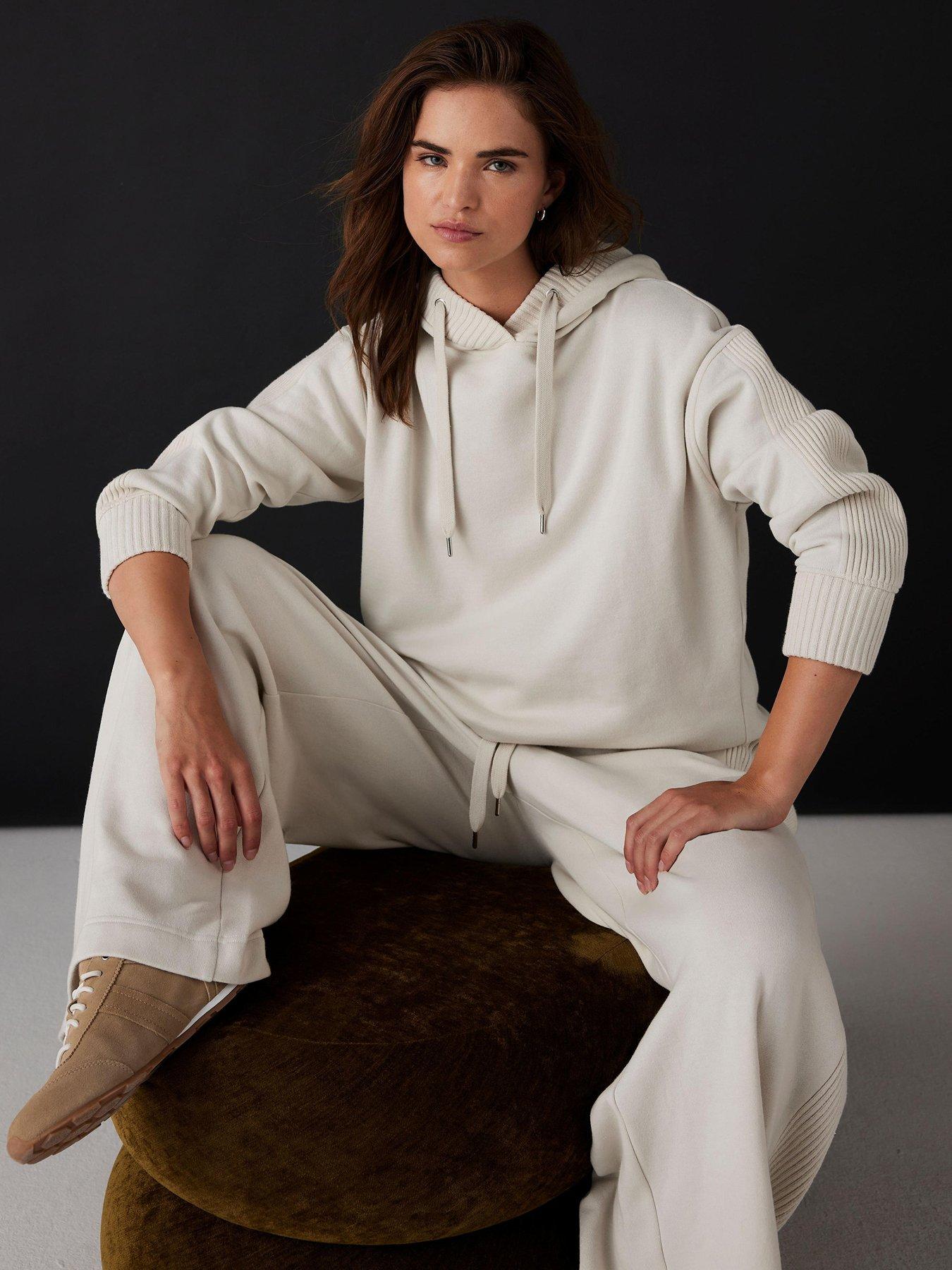 undefined Cream Knit Mix Hoodie - White