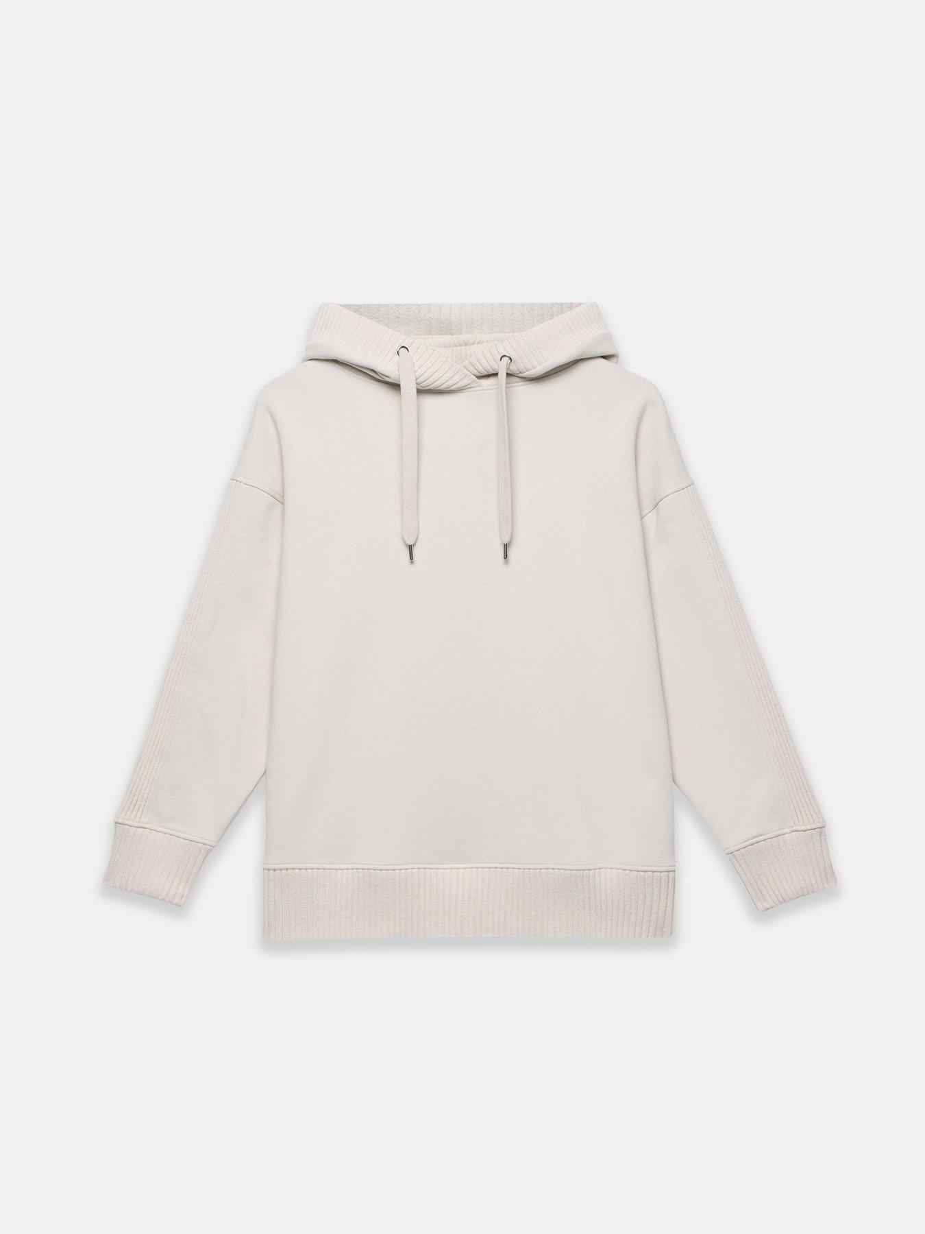 Image 5 of 6 of Mint Velvet Cream Knit Mix Hoodie - White