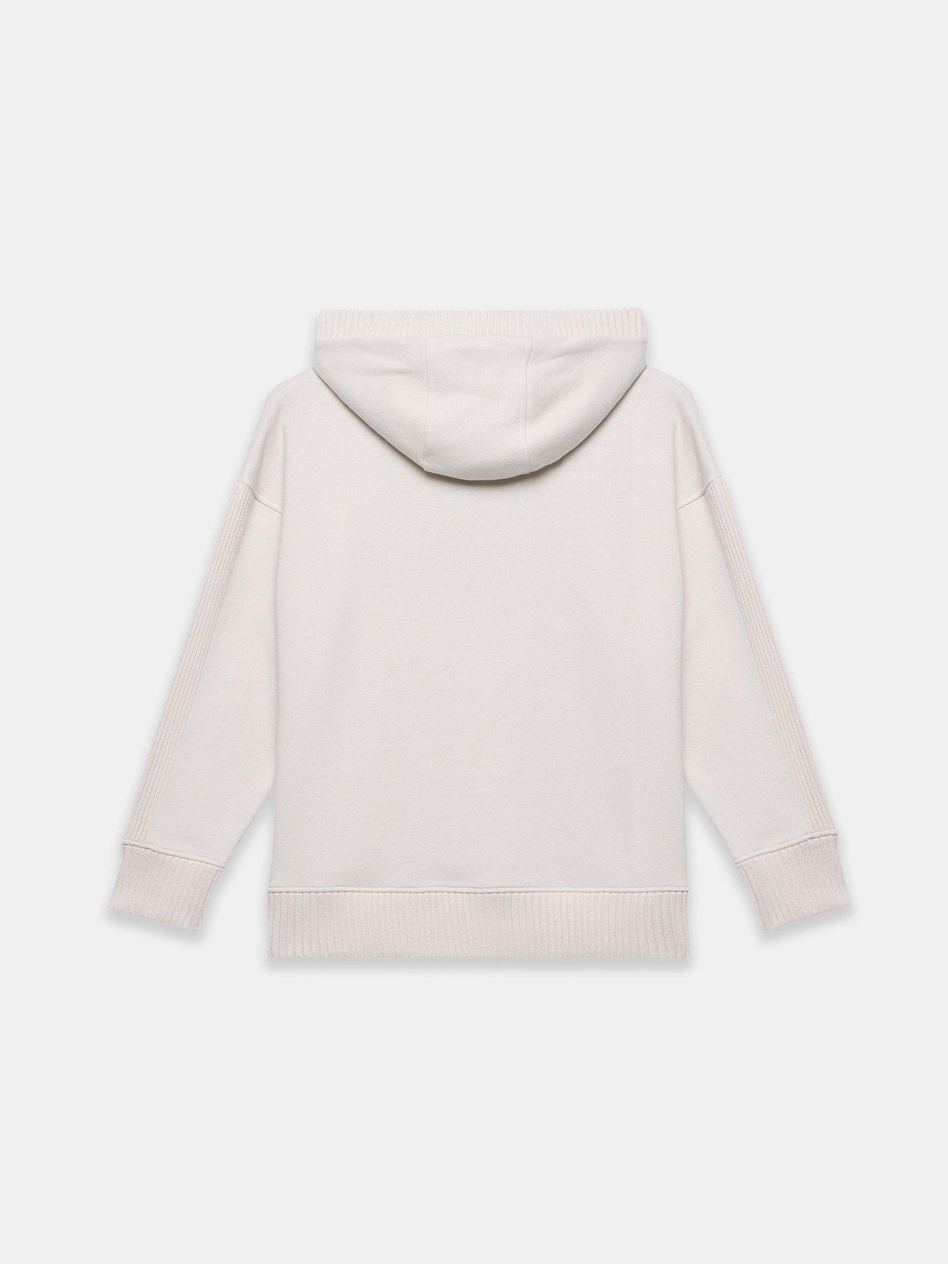 Image 6 of 6 of Mint Velvet Cream Knit Mix Hoodie - White