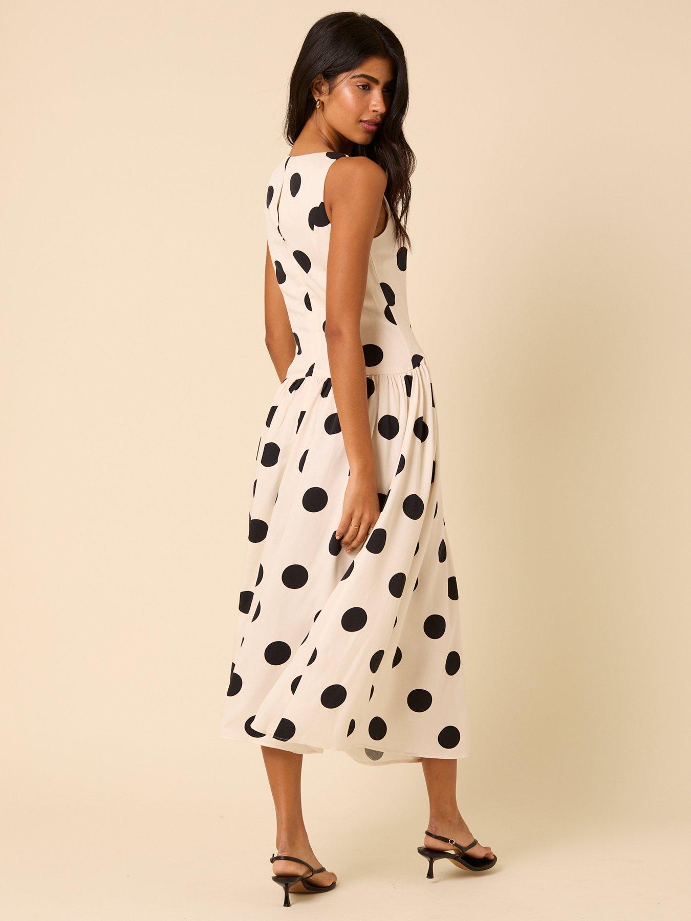 Image 2 of 5 of Nobodys Child Polka Dot Kyla Midi Dress - White
