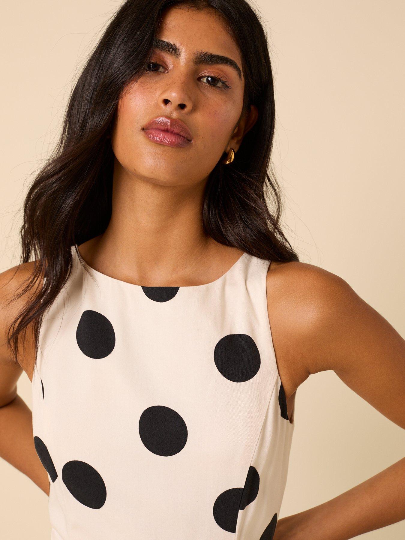 Image 5 of 5 of Nobodys Child Polka Dot Kyla Midi Dress - White