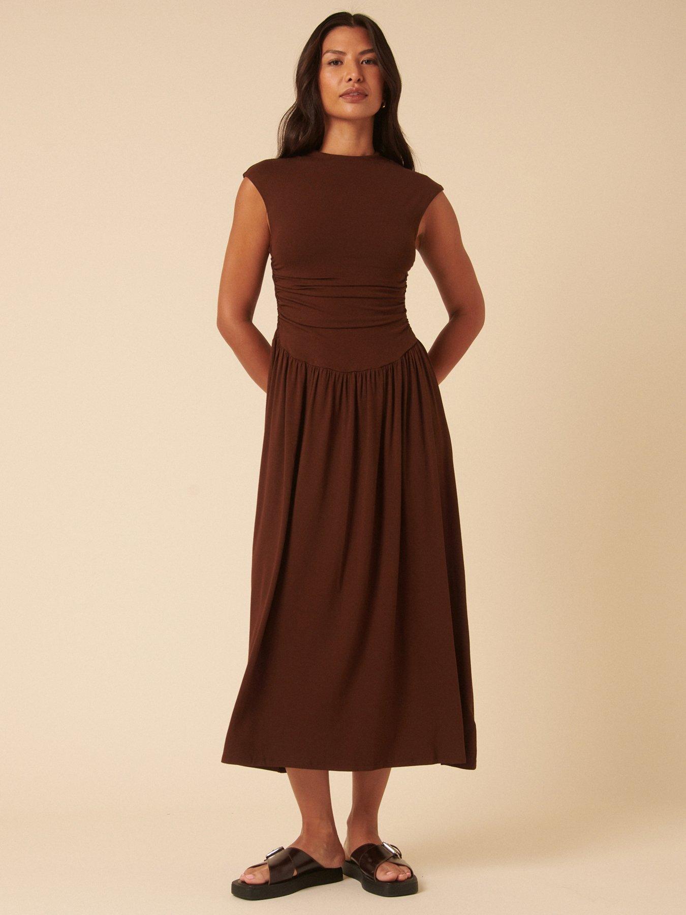 nobodys-child-drop-waist-aubrey-midi-dress-brown
