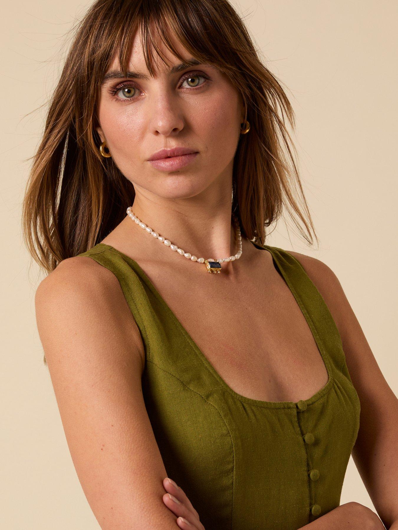 Image 4 of 5 of Nobodys Child Linen-Blend Drop Waist Cora Midi Dress - Green