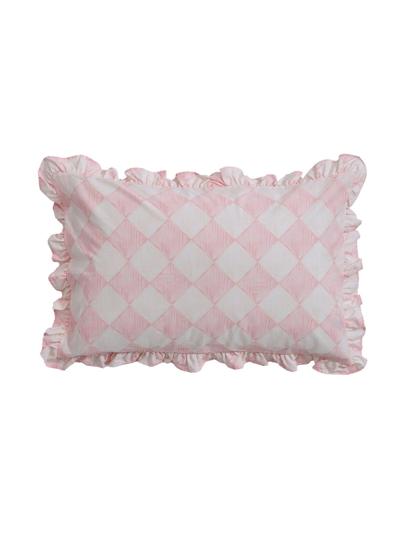 Image 3 of 4 of Cath Kidston Hand Painted Diamond 100% Cotton Double Quilt Set 200cm X 200cm - Pink/White