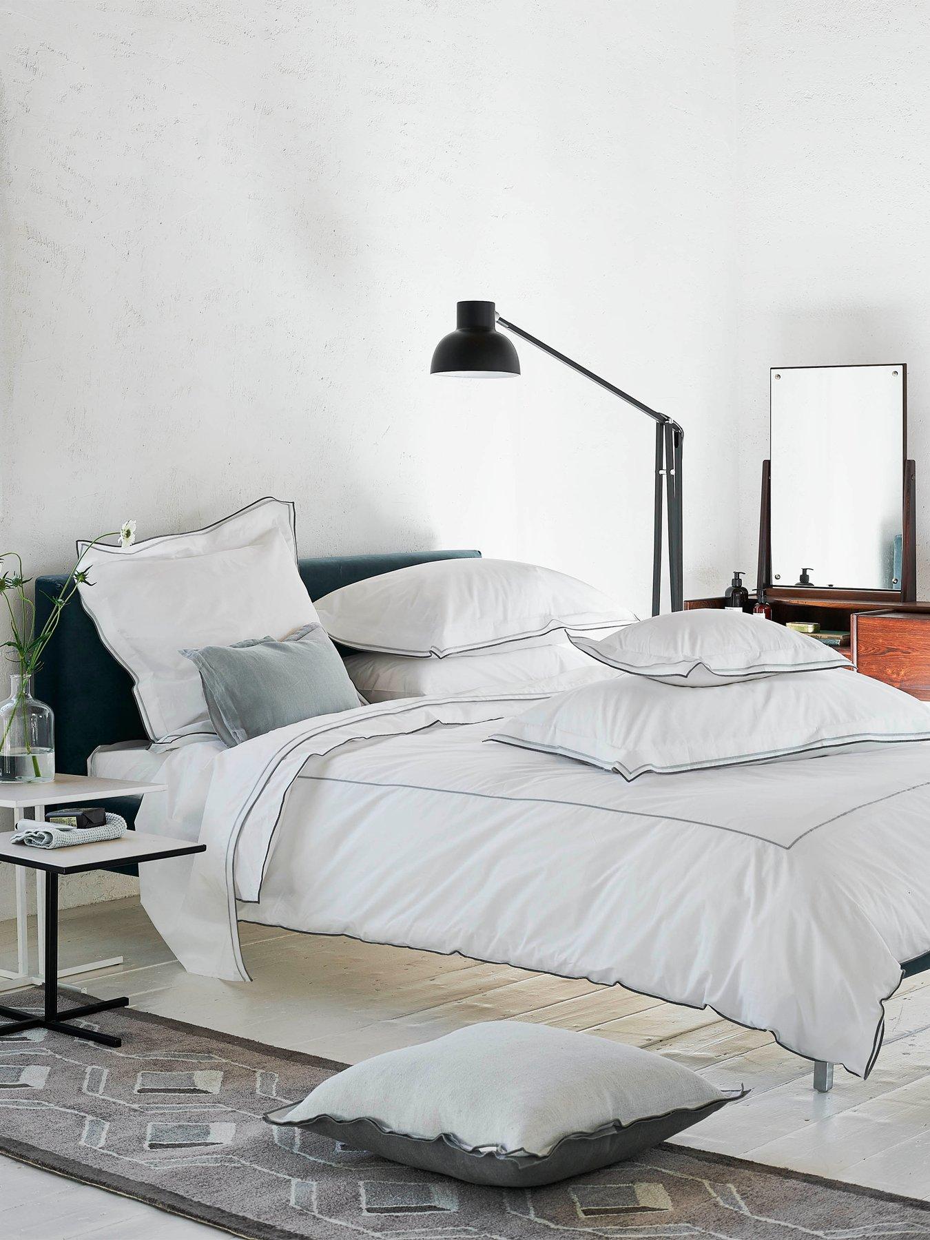 Designers Guild Astor 100% Cotton Quilt Set Silver  &  Slate
