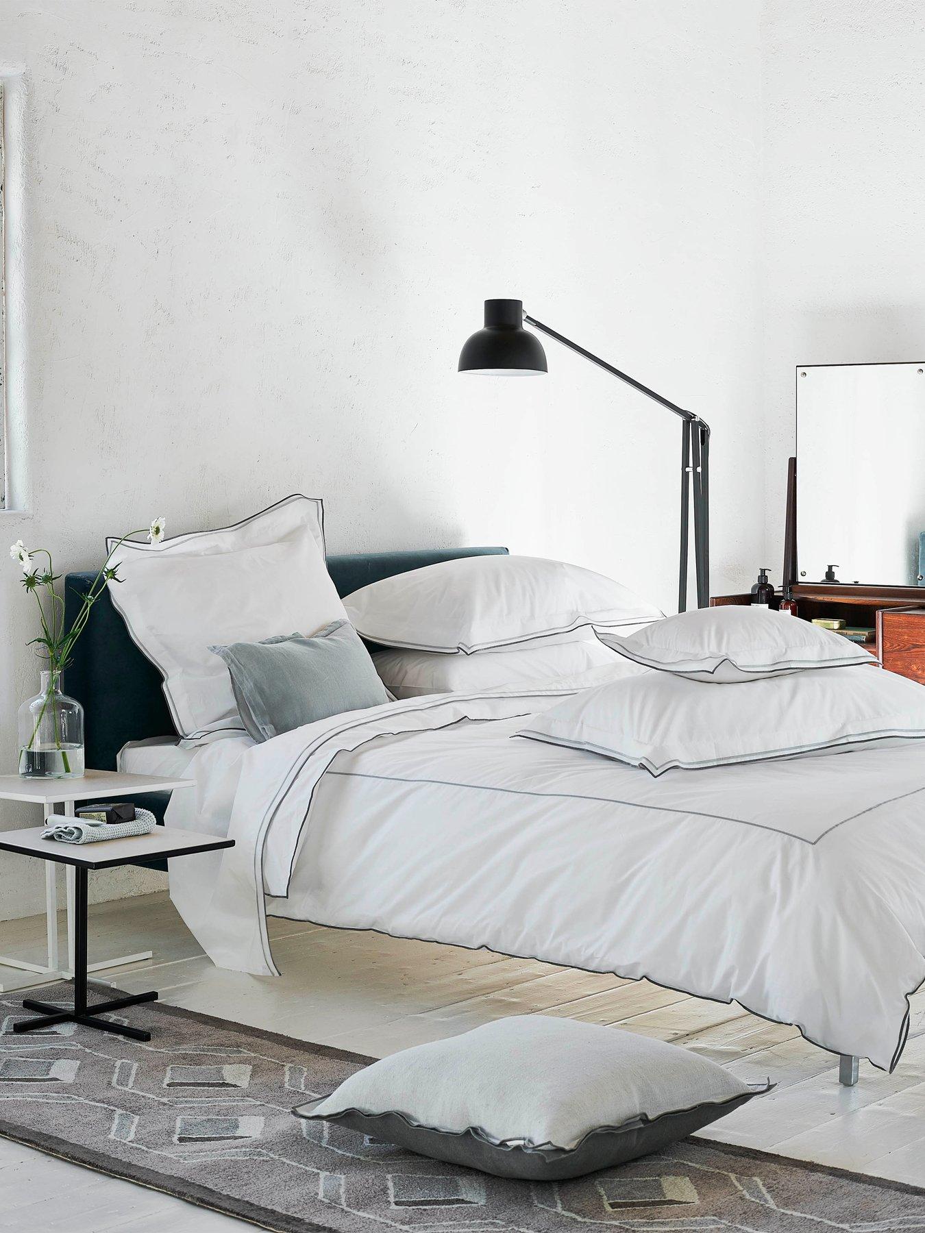 Designers Guild Astor 100% Cotton Flat Sheet Silver  &  Slate