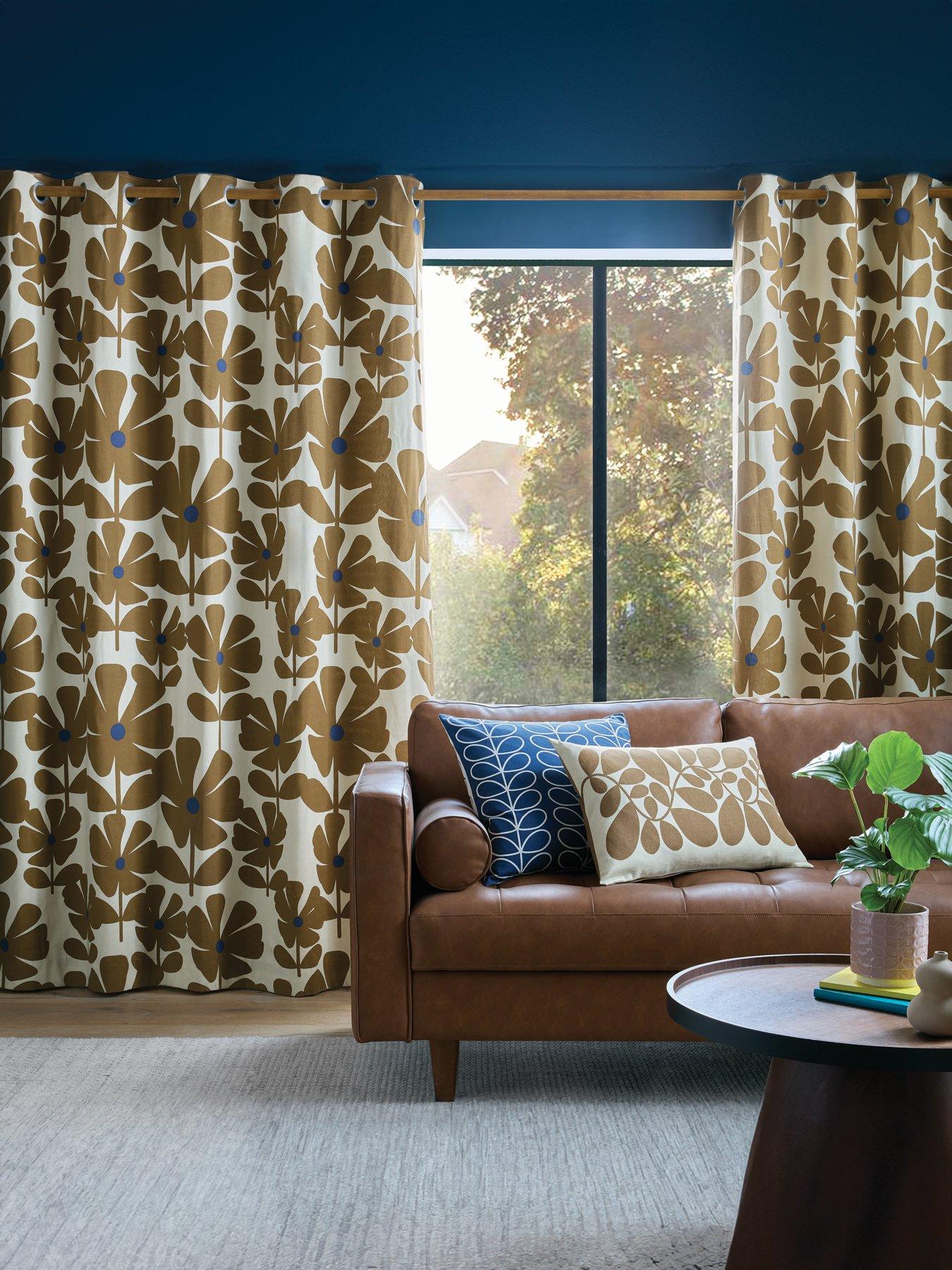  image of orla-kiely-wildflower-lined-eyelet-curtains-100-cotton