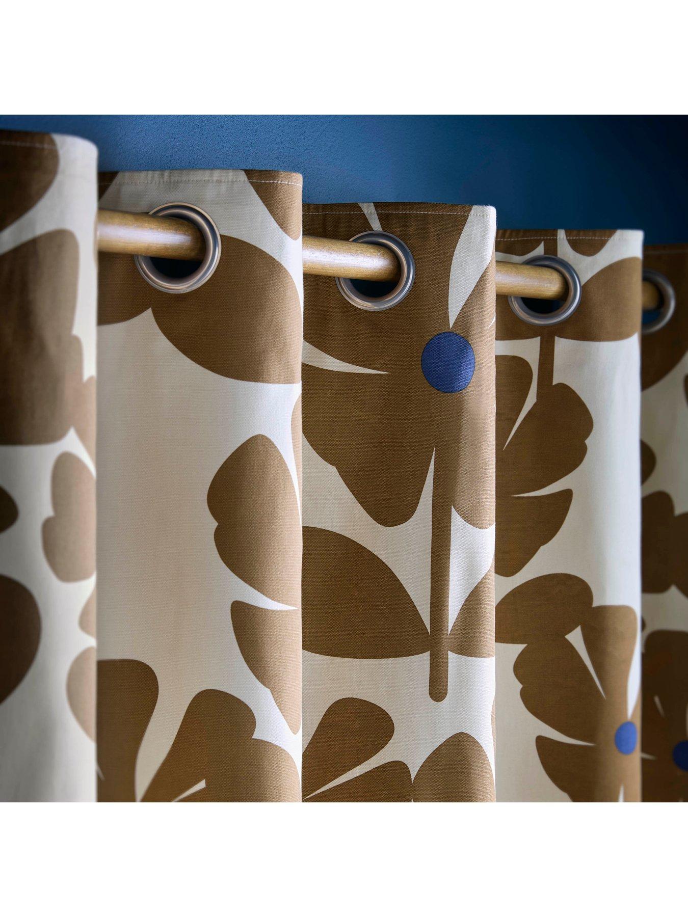  image of orla-kiely-wildflower-lined-eyelet-curtains-100-cotton