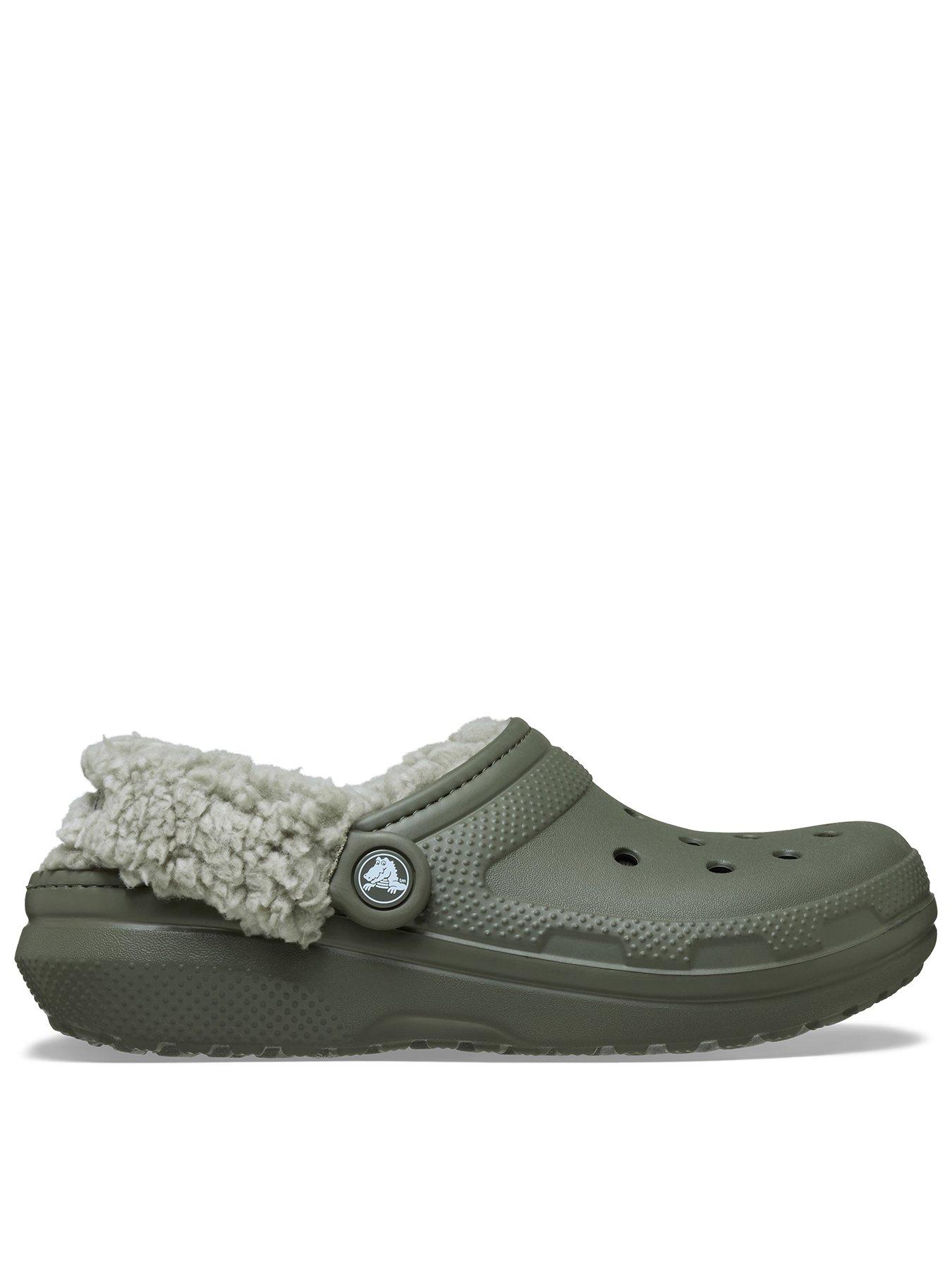  image of crocs-classic-fleece-lined-clog--dusty-olive