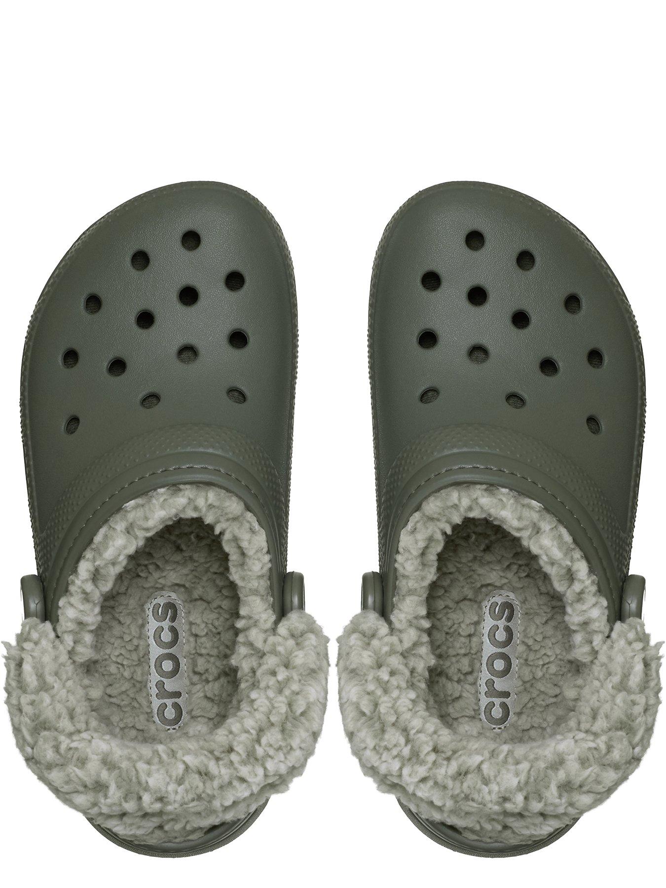 image of crocs-classic-fleece-lined-clog--dusty-olive