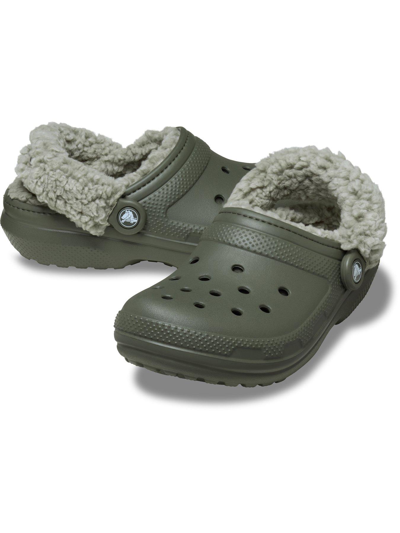  image of crocs-classic-fleece-lined-clog--dusty-olive