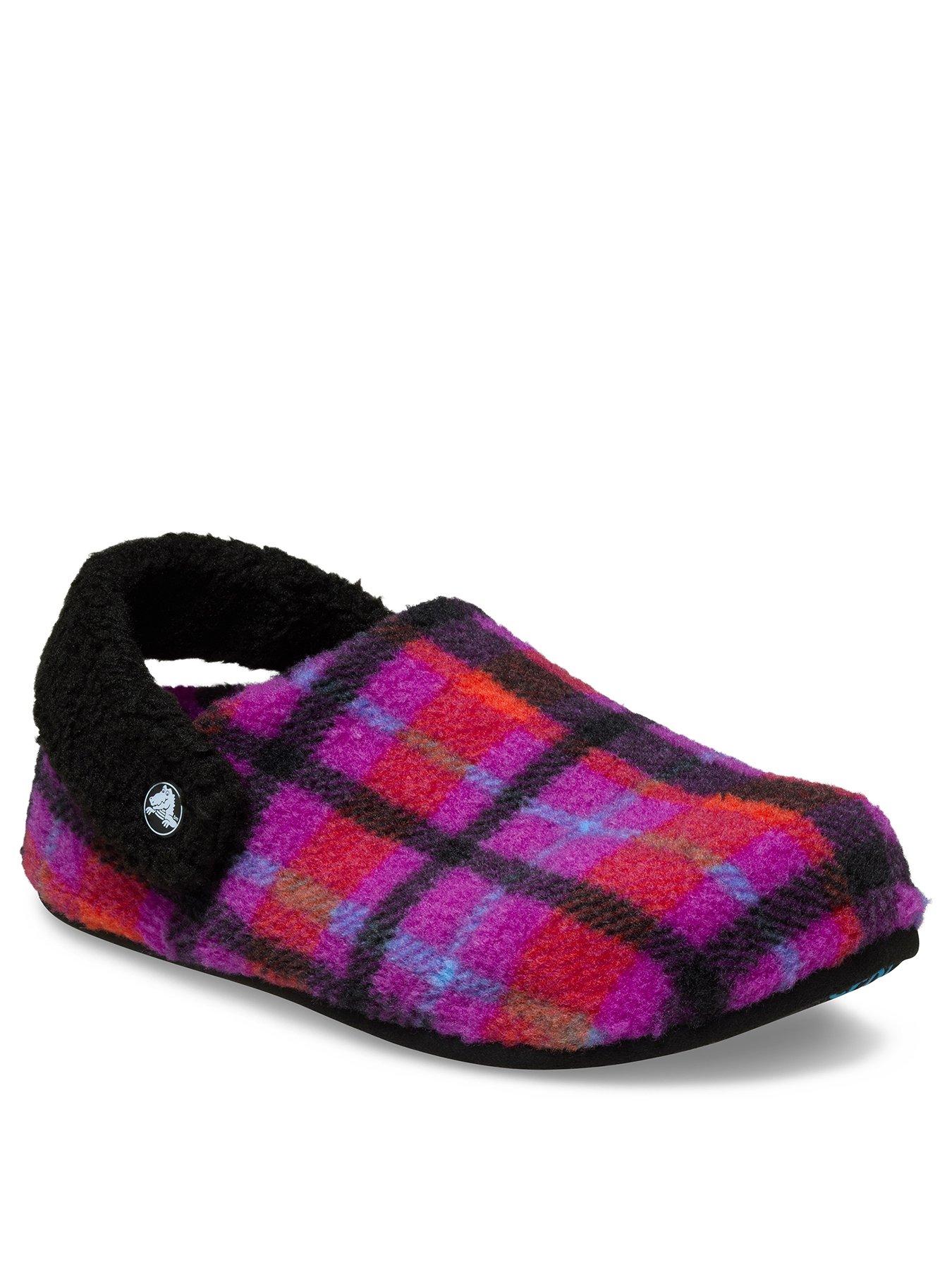 stillFront image of crocs-classic-cozzzy-plaid-slippers-grapeberry-purple