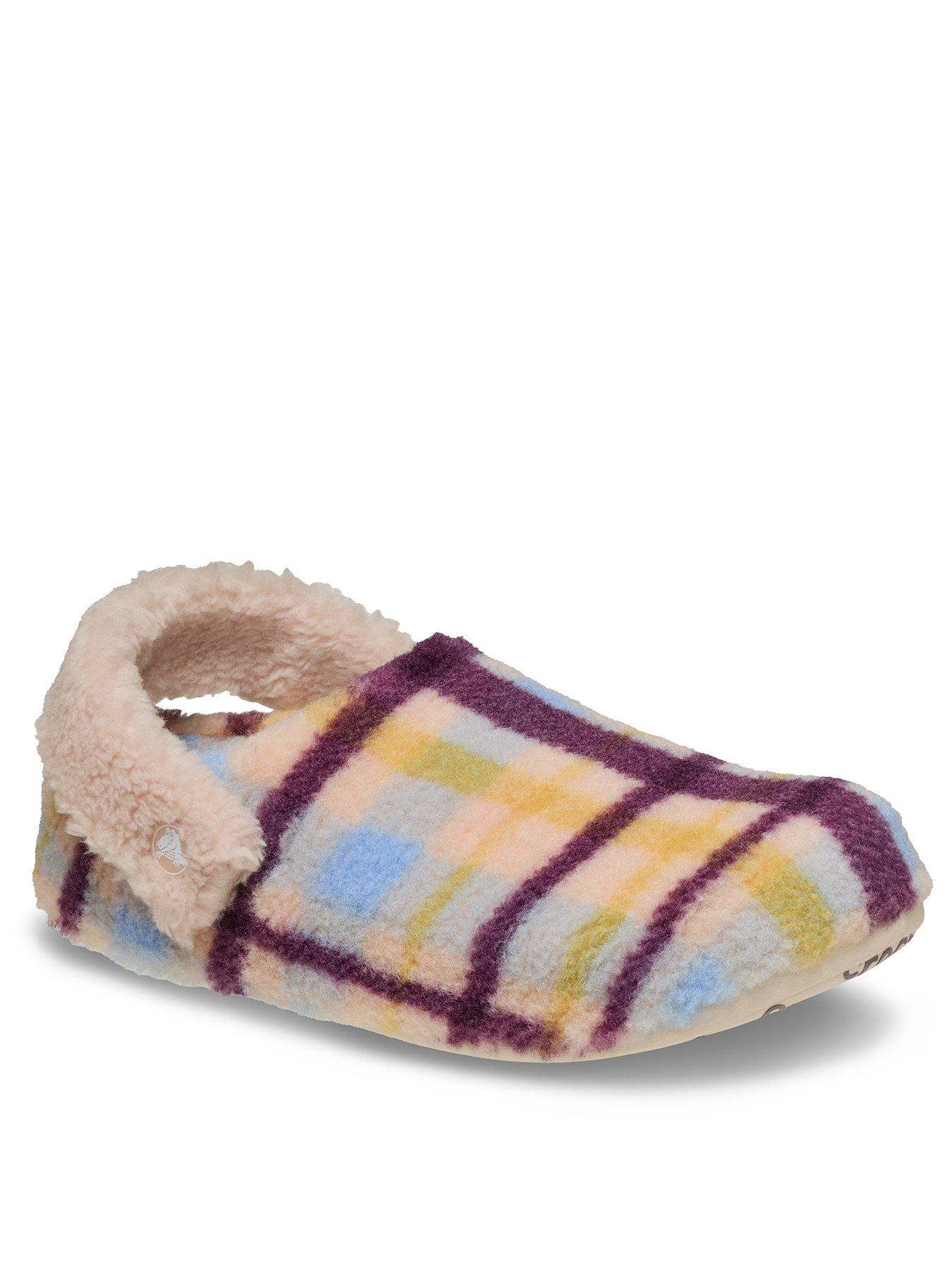 stillFront image of crocs-classic-cozzzy-plaid-slippers-pink