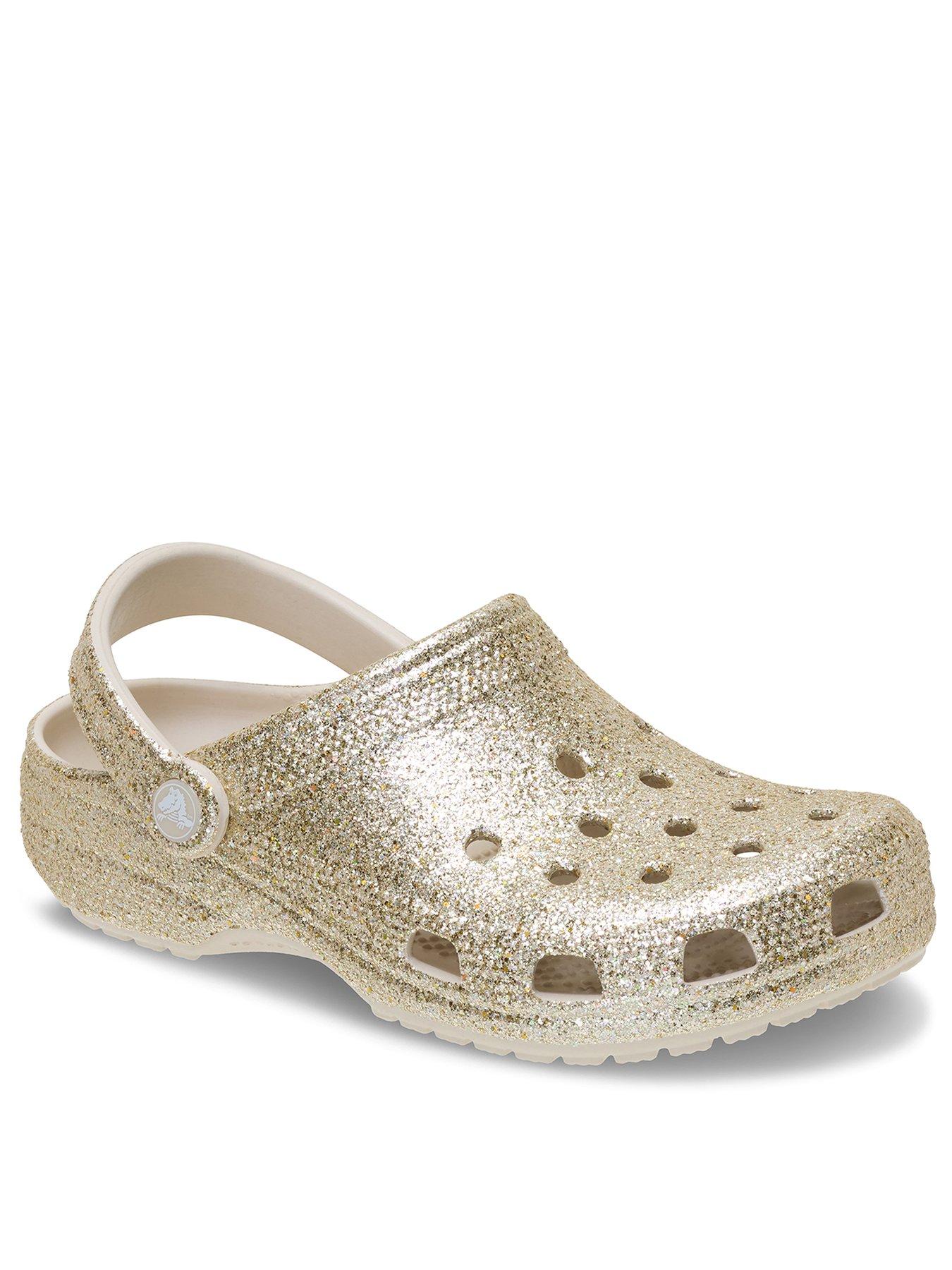 stillFront image of crocs-classic-chunky-glitter-clog-sandstone