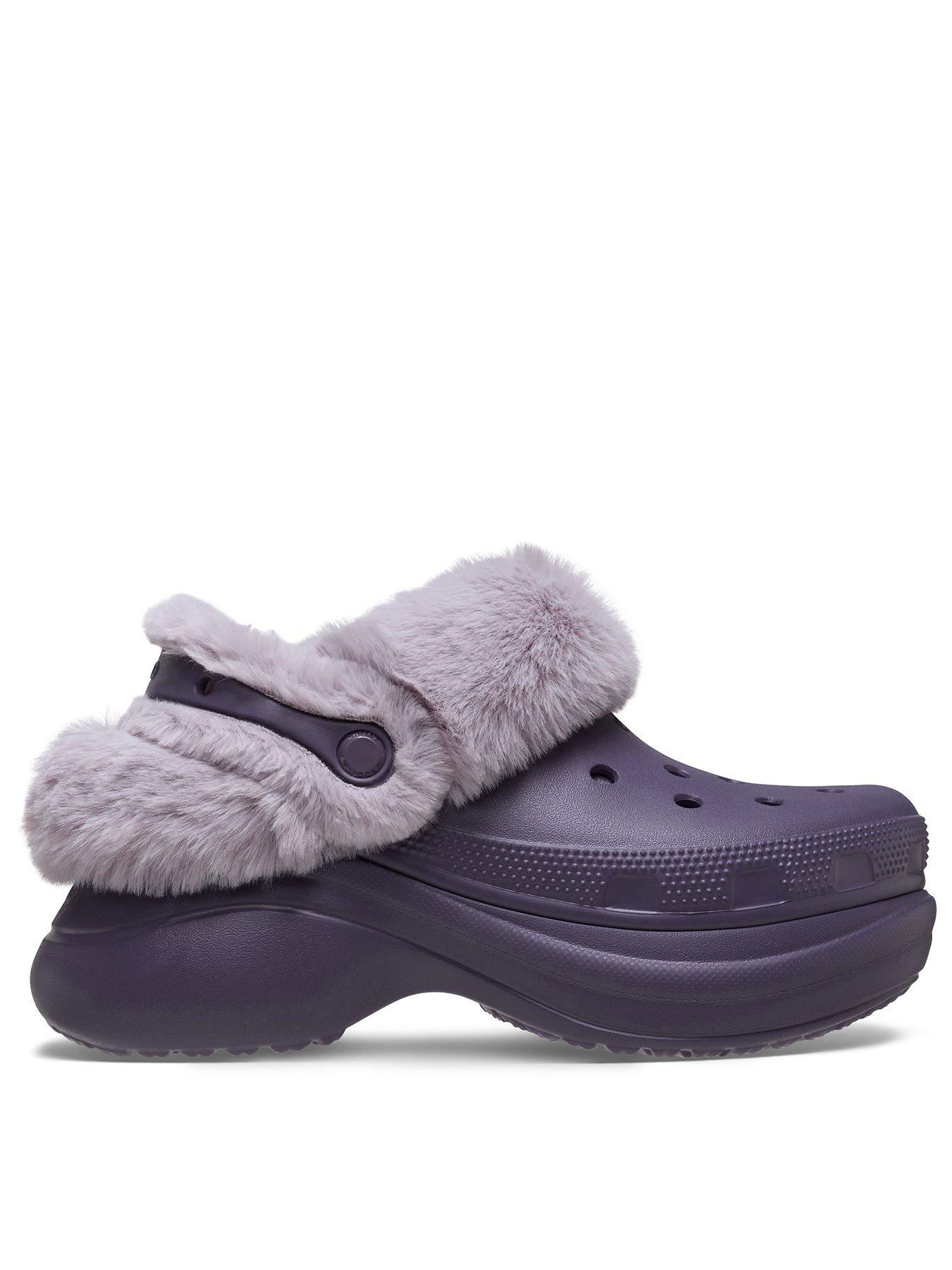 front image of crocs-bae-lined-clog-nightshade-purple