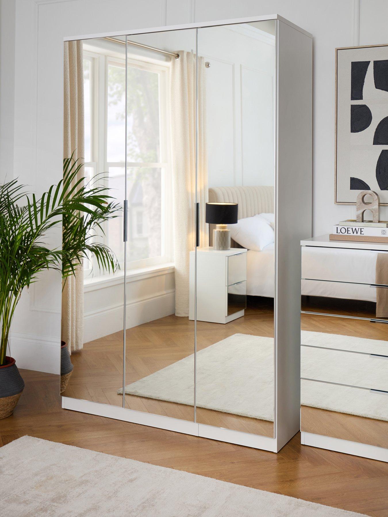 Very Home Palma 3 Door Mirrored Wardrobe - White - FSC® Certified
