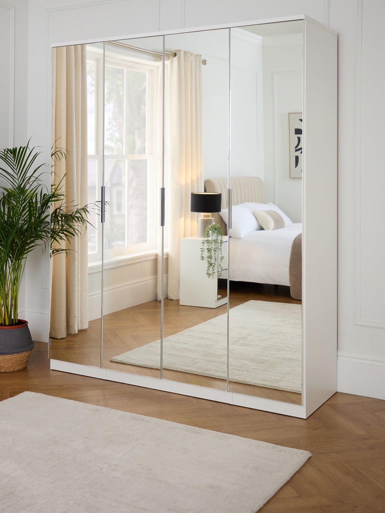 Image 1 of 7 of Very Home Palma&nbsp;4 Door Mirrored Wardrobe - White - FSC&reg; Certified