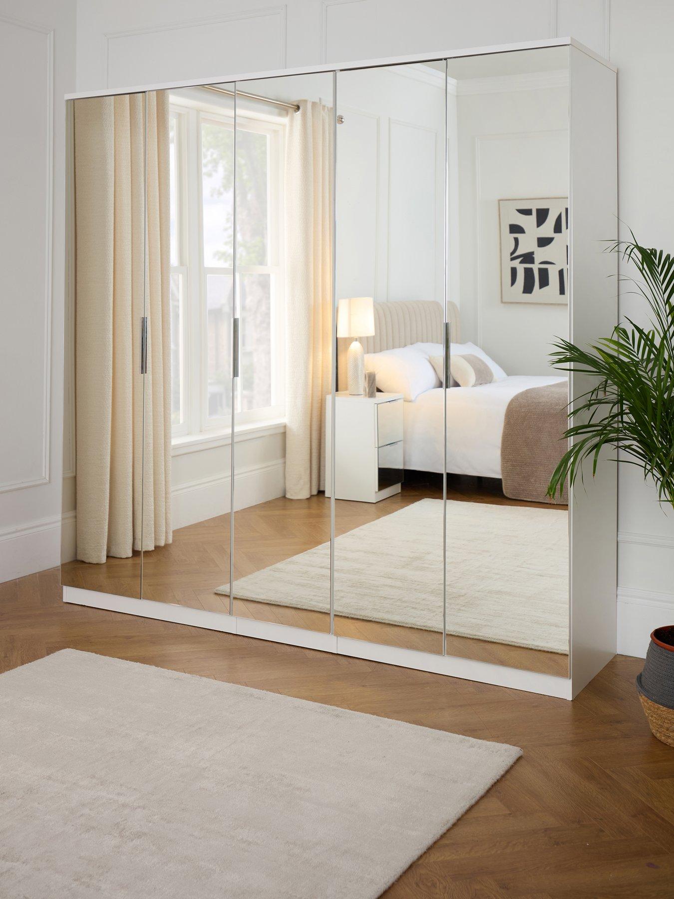 The Very Collection Palma 5 Door Mirrored Wardrobe - White - FSC® Certified