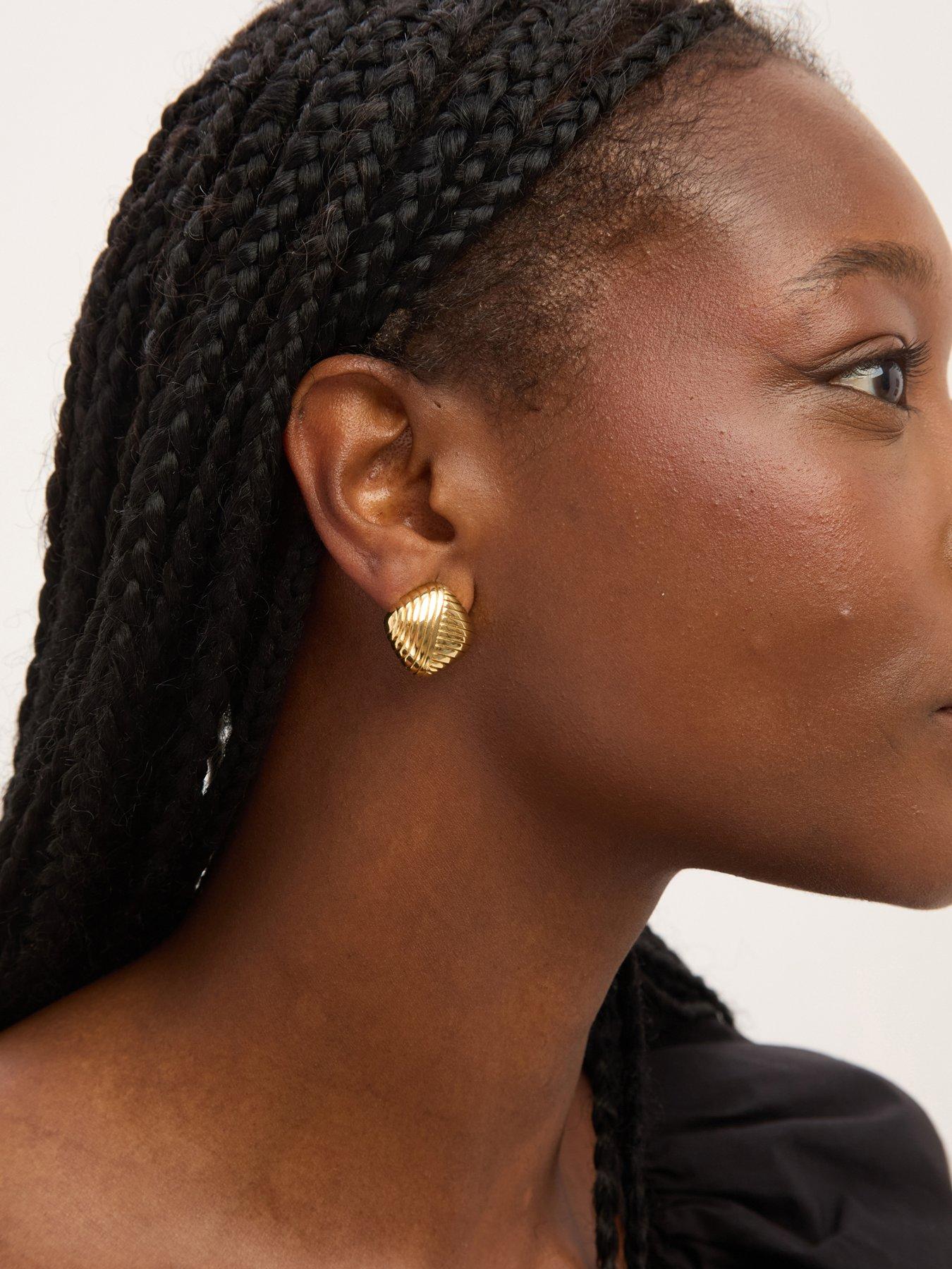 Image 2 of 3 of Jon Richard Gold Plated Ridge Square Clip Earrings