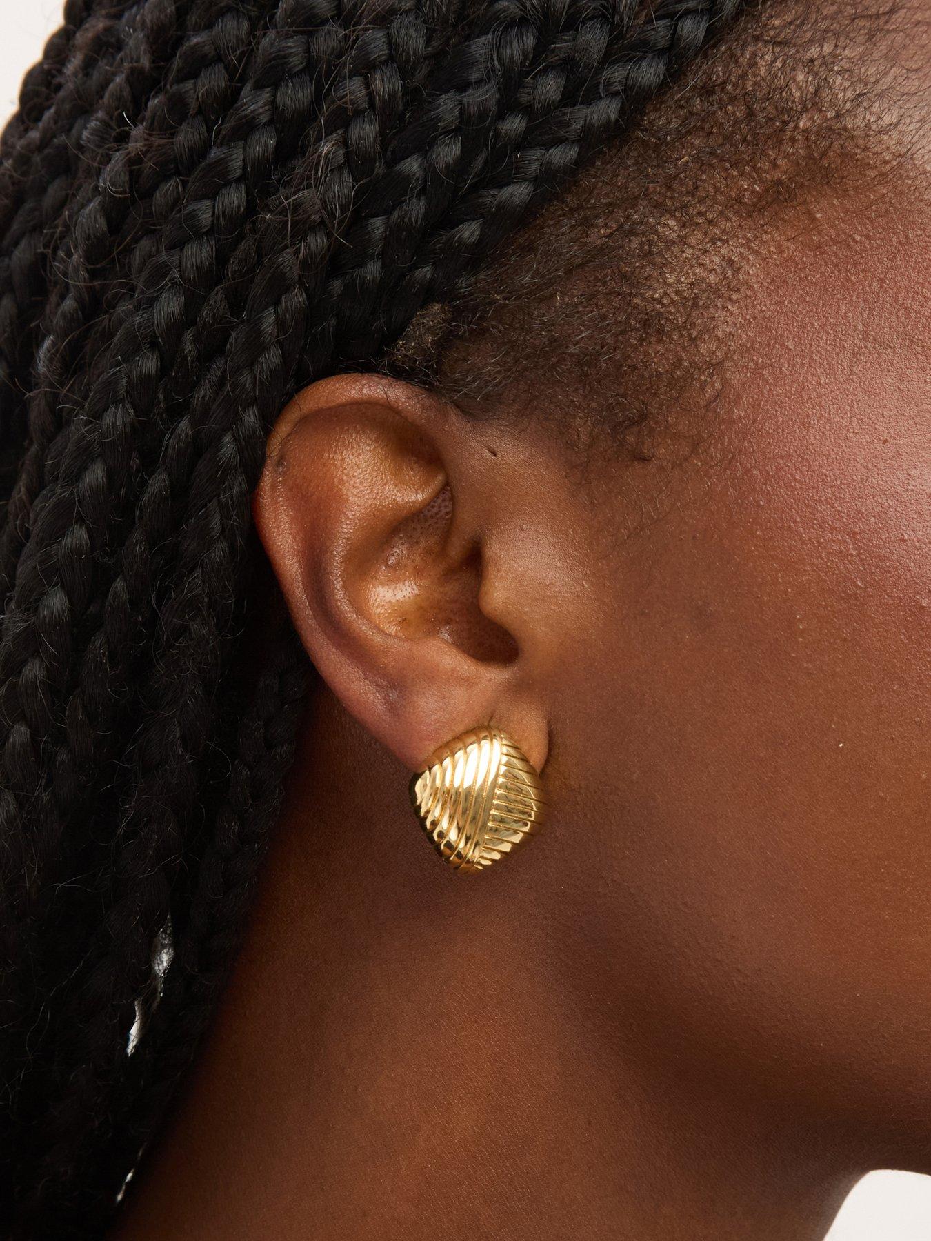 Image 3 of 3 of Jon Richard Gold Plated Ridge Square Clip Earrings