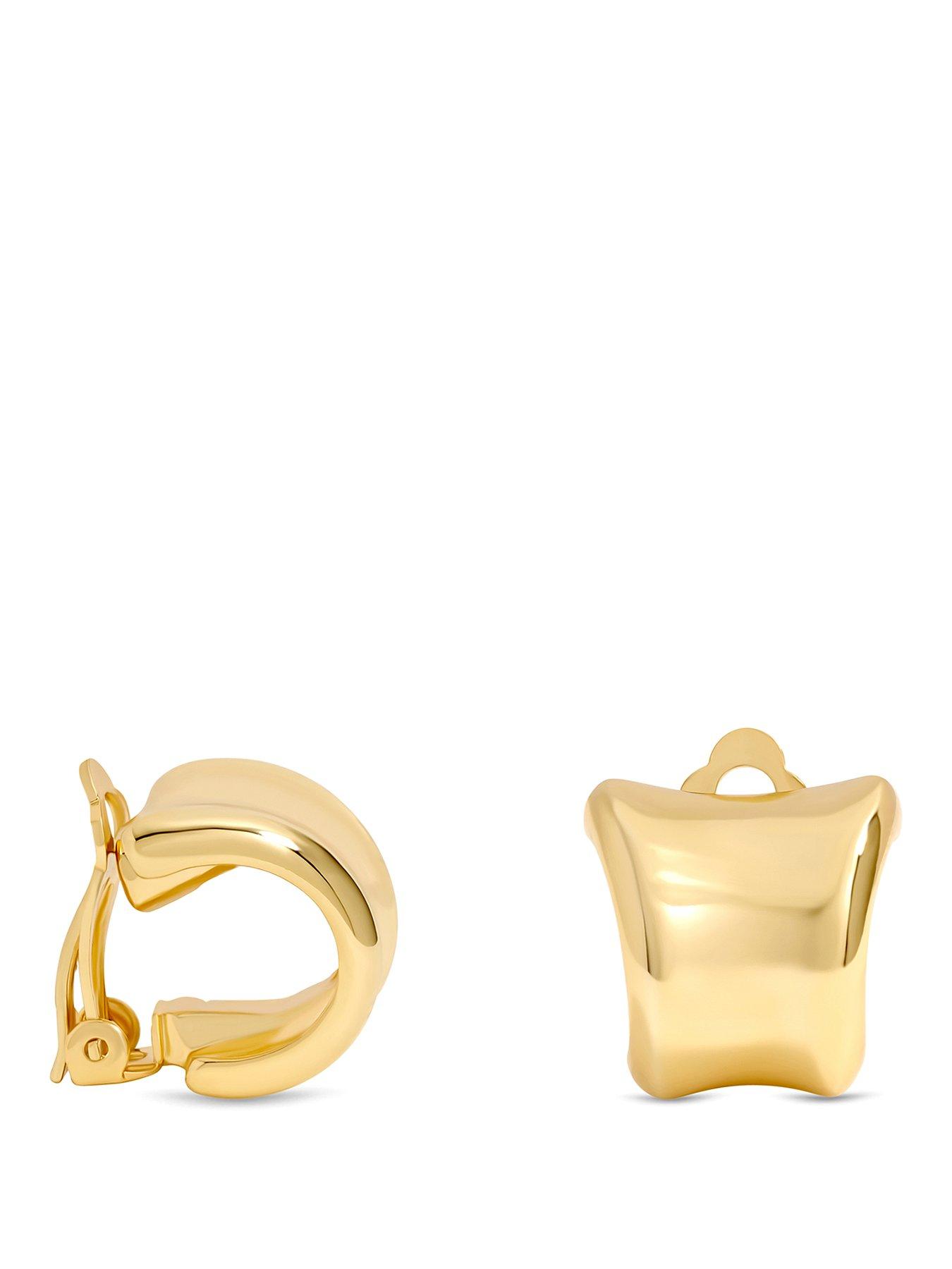 Jon Richard Gold Plated Polished Curved Clip Earrings