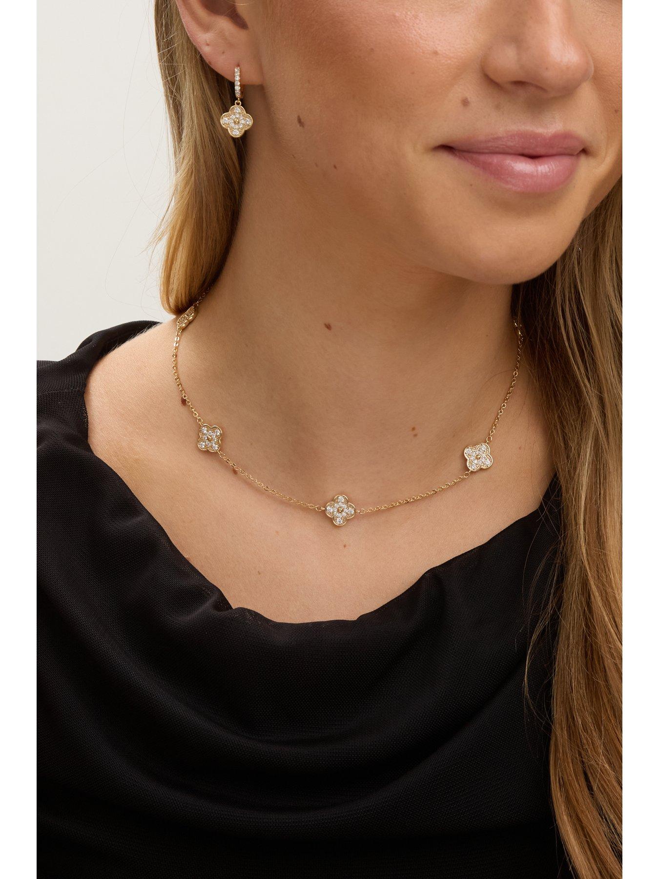 Image 3 of 4 of Jon Richard Gold Plated Pave Clover Earrings