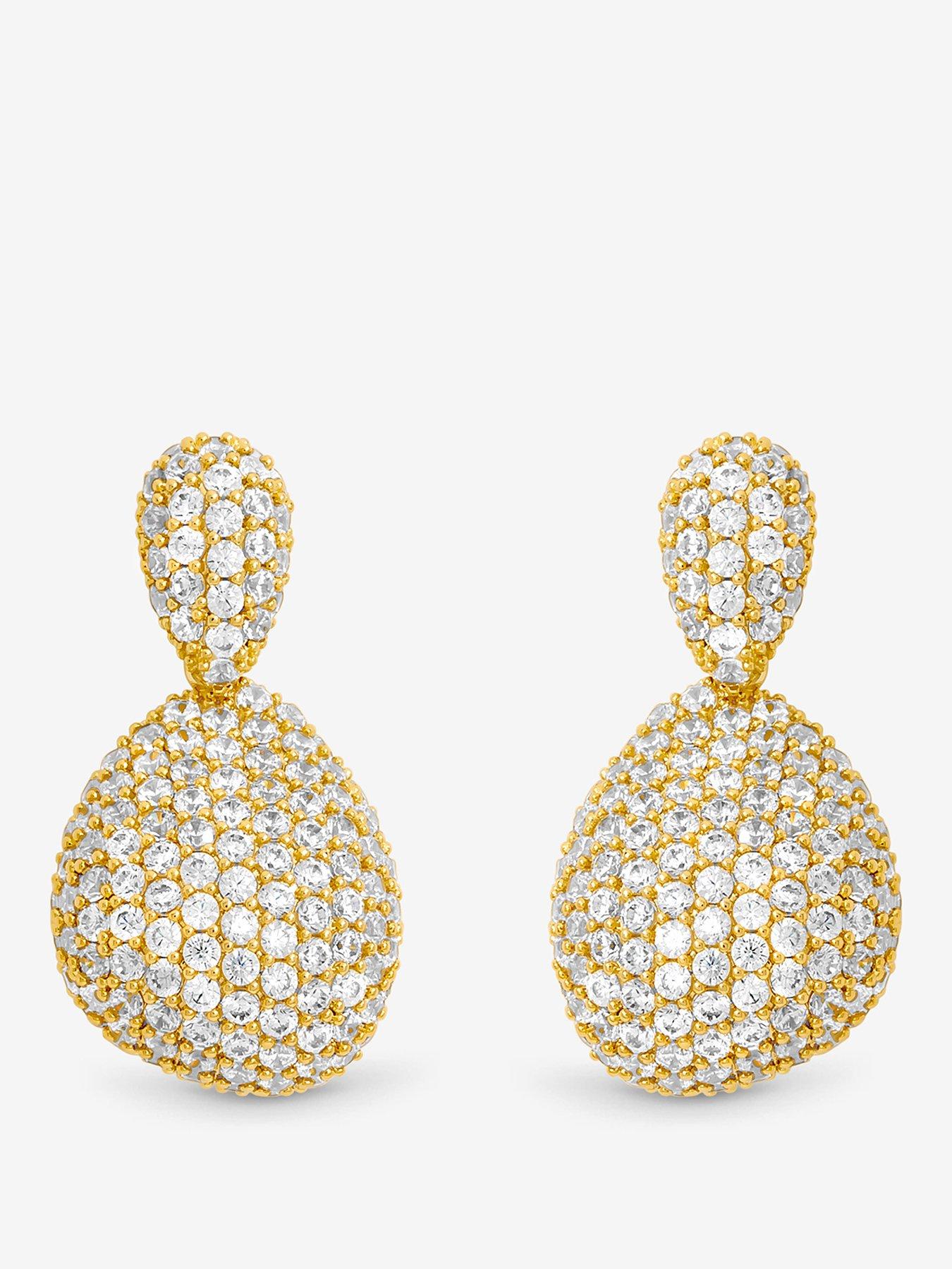 Jon Richard Gold Plated and Crystal Double Drop Dome Earrings