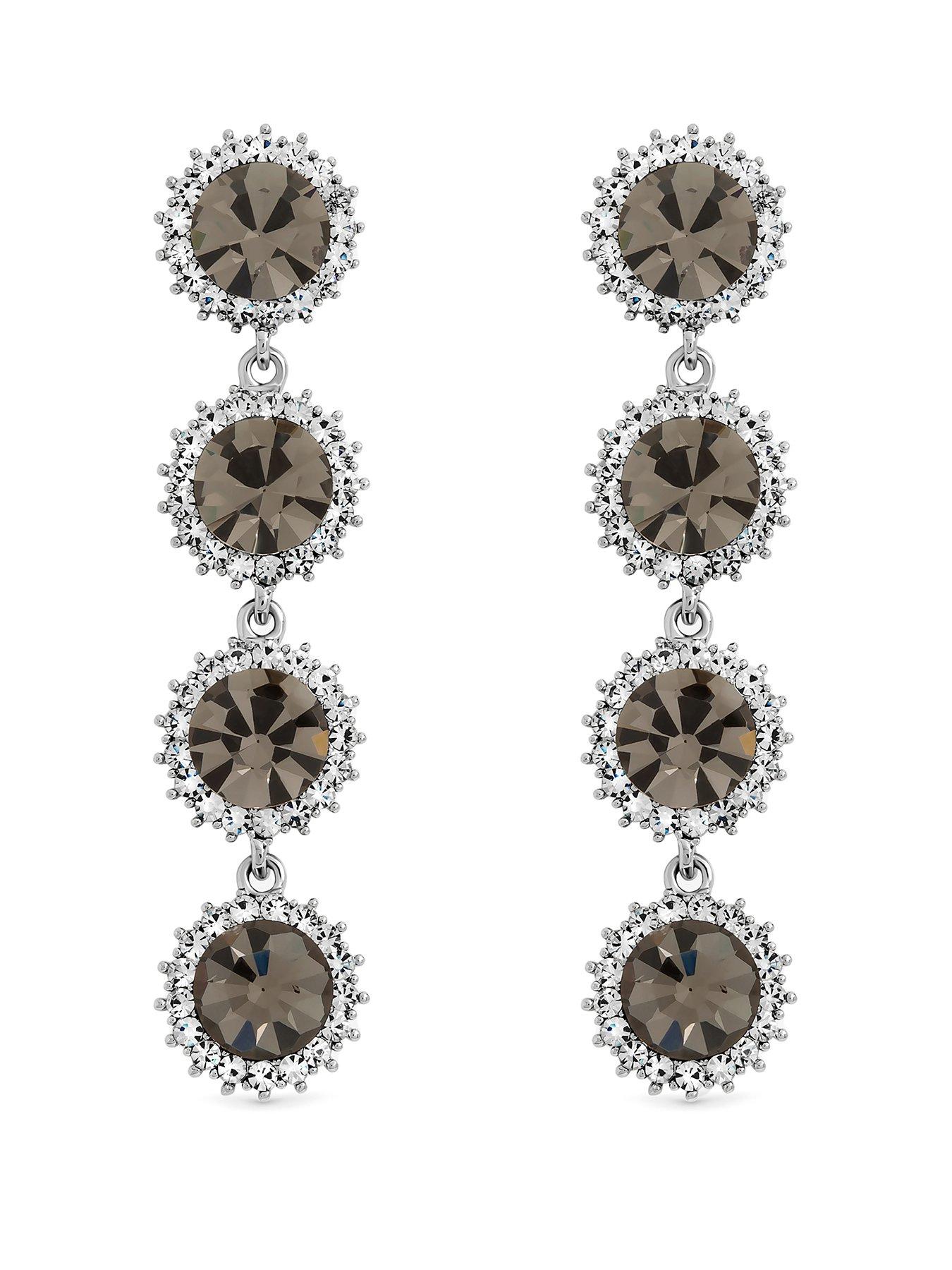 undefined Black Diamond Statement Drop Earring