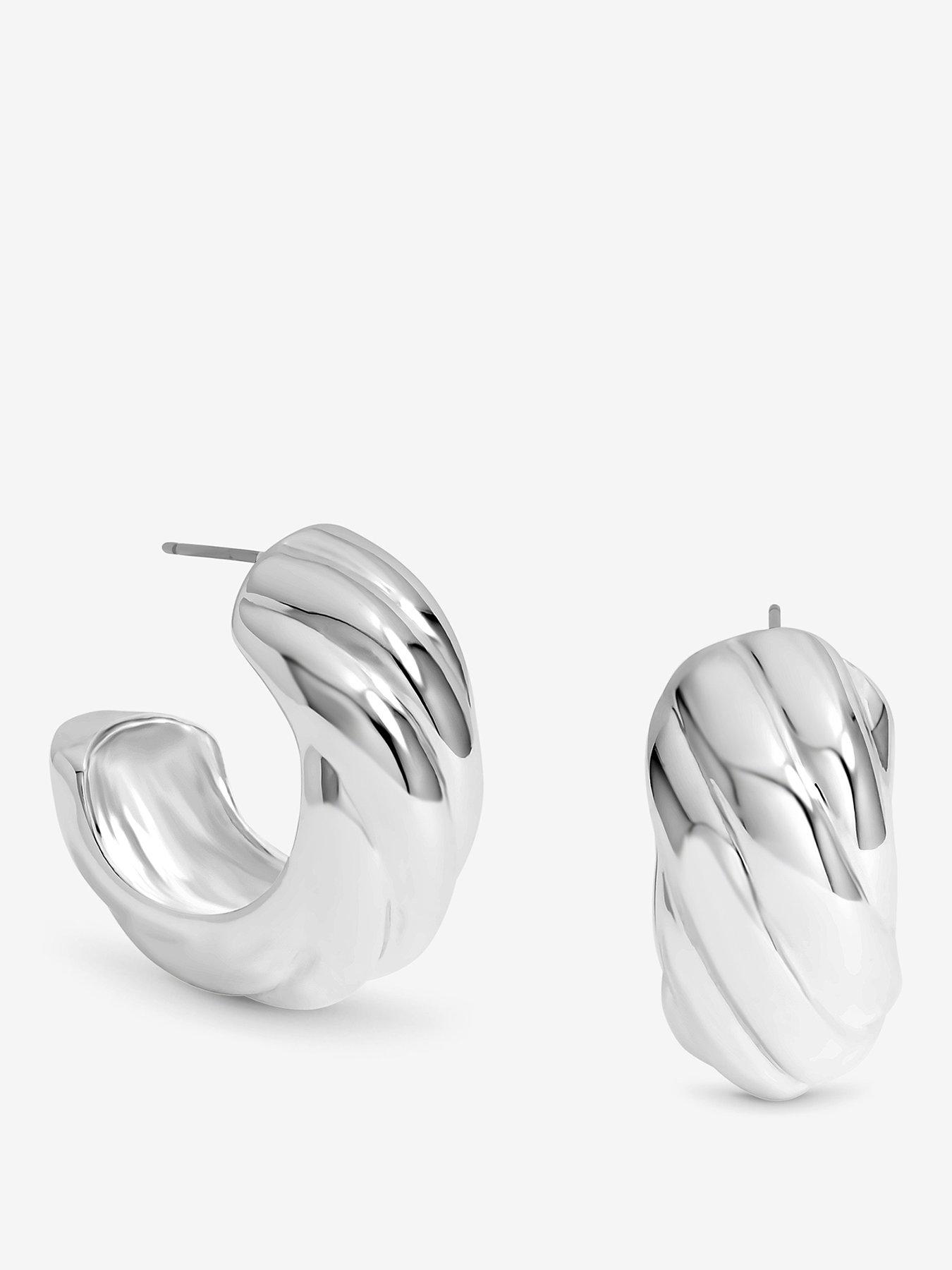 Mood Silver Polished Intertwined Hoop Earrings