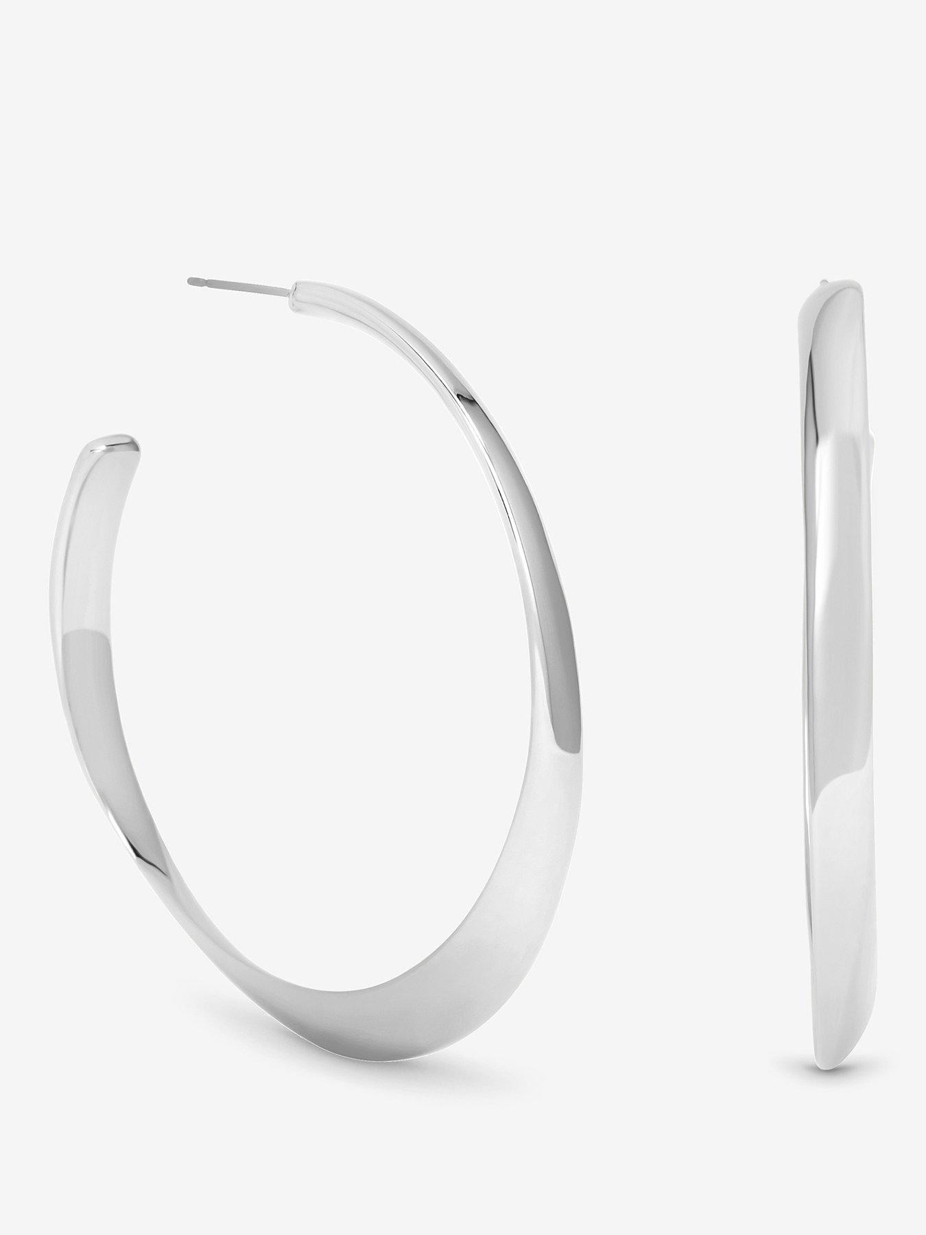 undefined Mood Silver Polished Oval Hoop Earrings