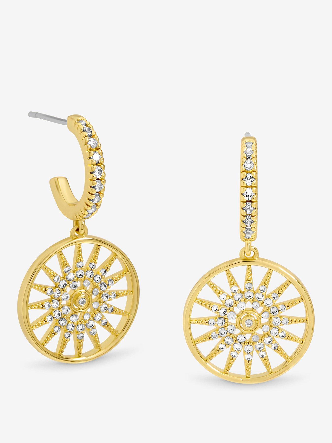undefined 14K Gold Plated Celestial Charm Hoop Earrings