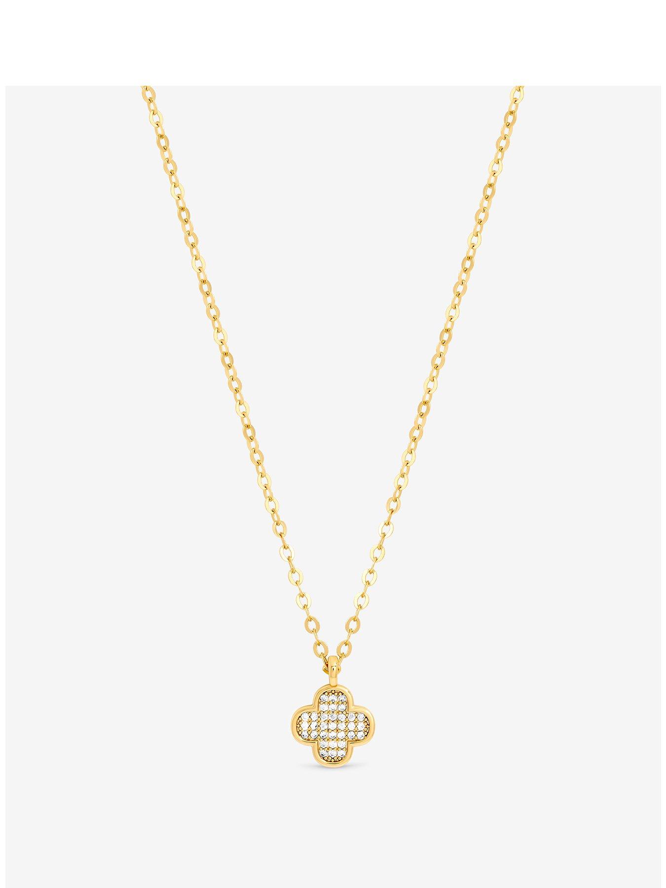 undefined Jon Richard Gold Plated Mirco Pave Clover Pendant