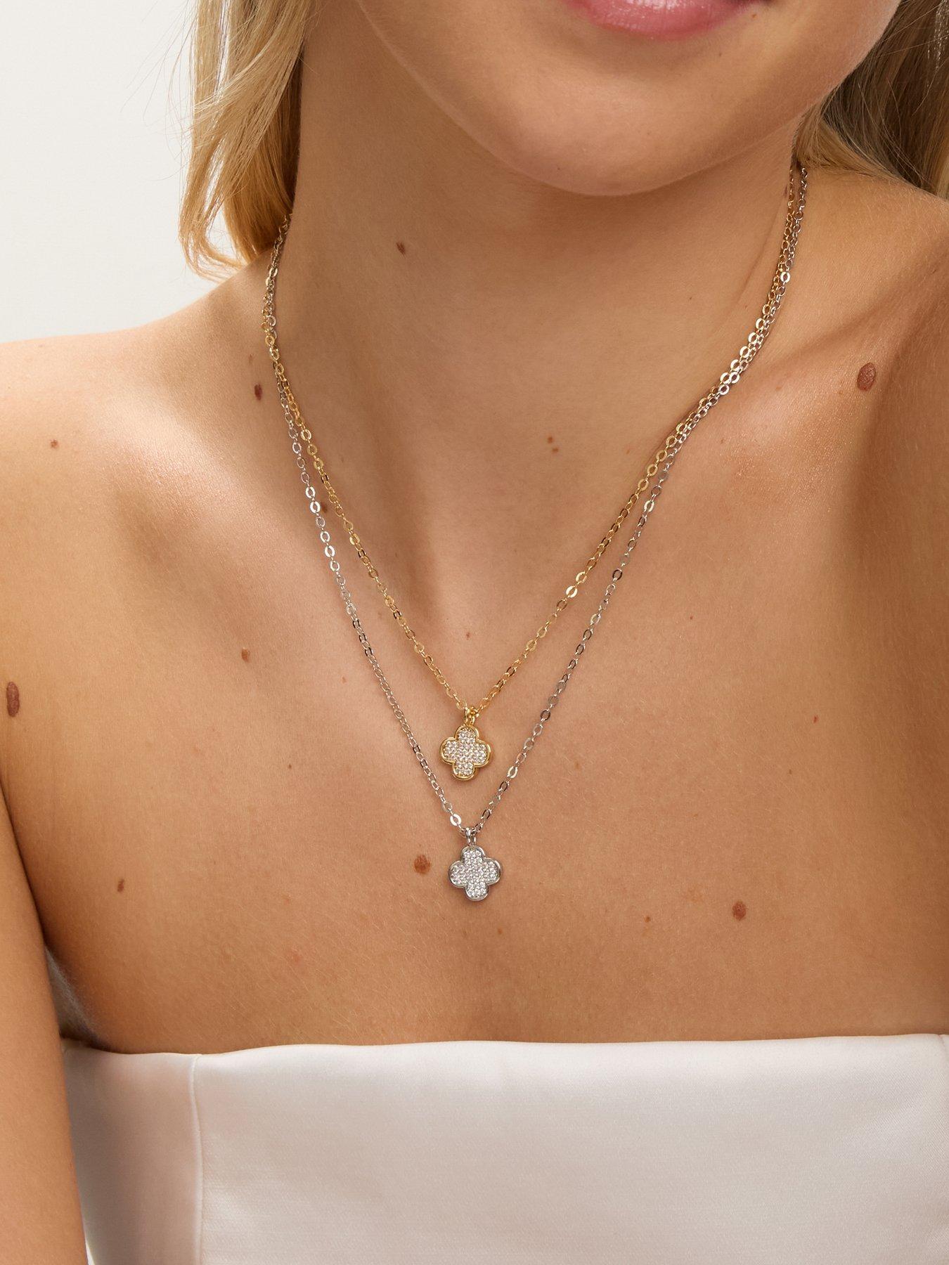  image of jon-richard-gold-plated-mirco-pave-clover-pendant