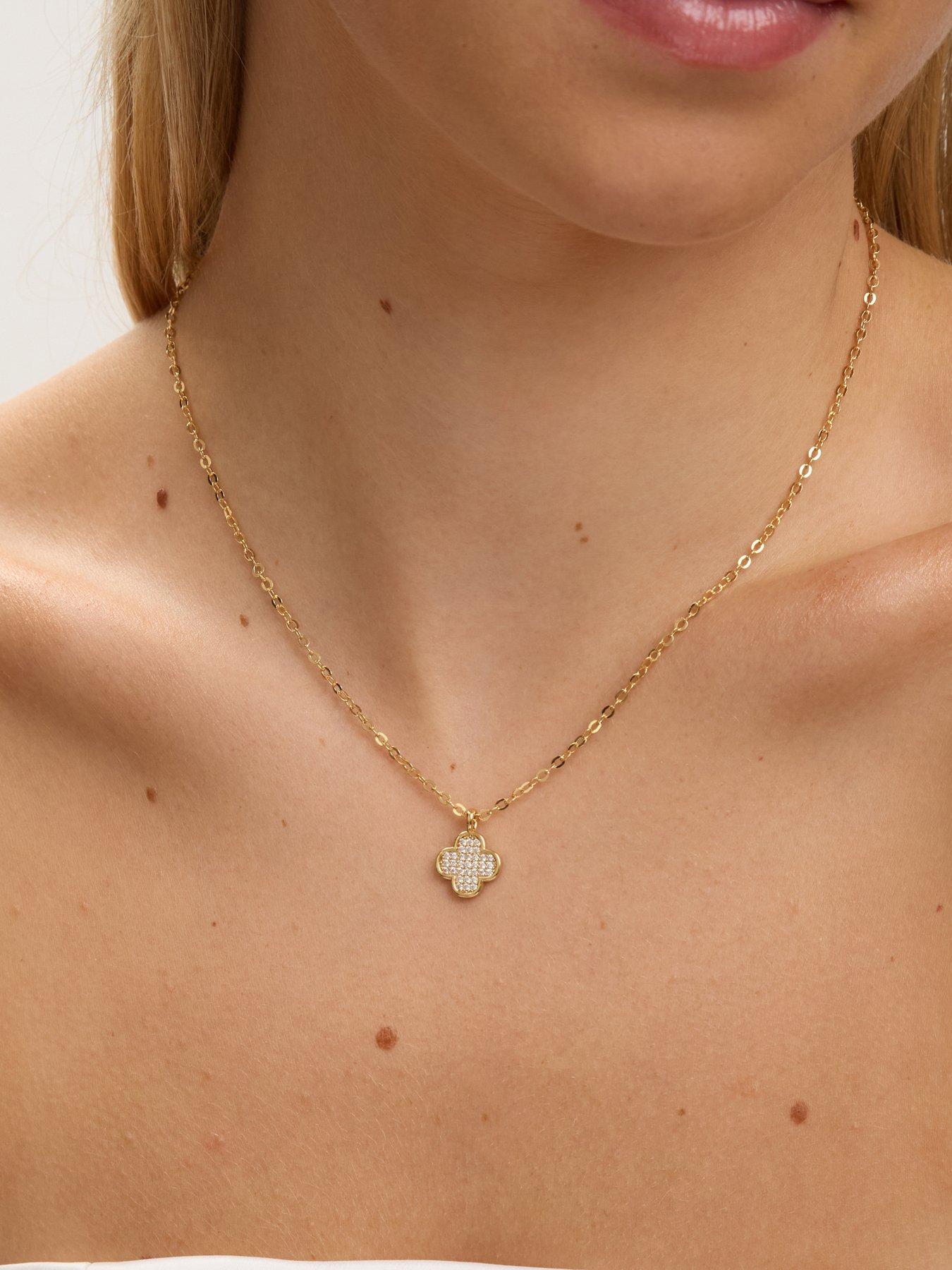  image of jon-richard-gold-plated-mirco-pave-clover-pendant
