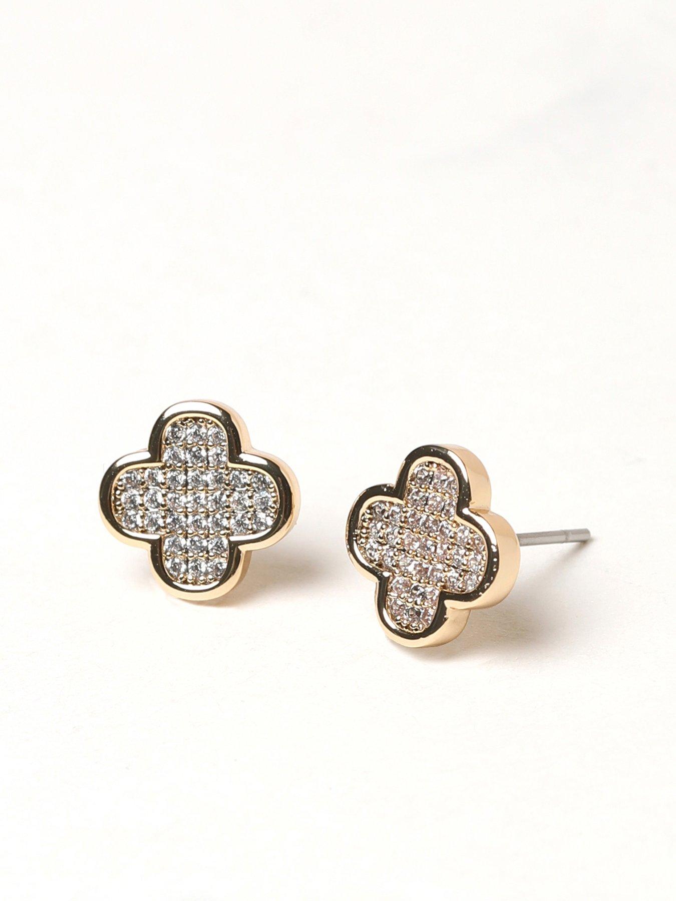 Image 2 of 3 of Jon Richard Gold Plated Mirco Pave Stud Earrings