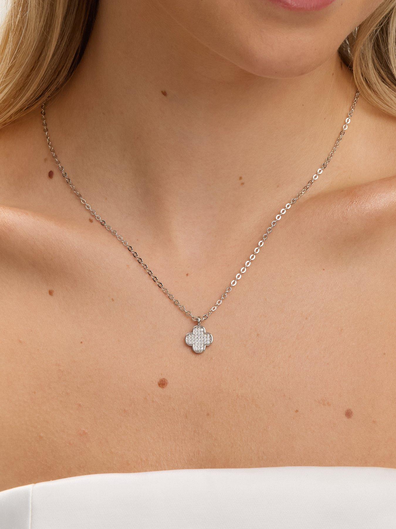 Image 2 of 4 of Jon Richard Rhodium Plated Micro Pave Clover Pendant