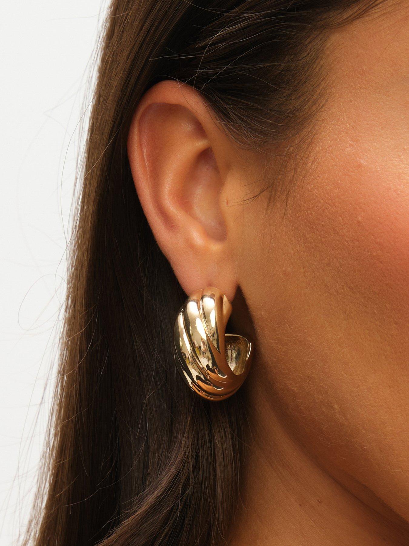 Image 2 of 4 of Mood Gold Polished Intertwined Hoop Earrings
