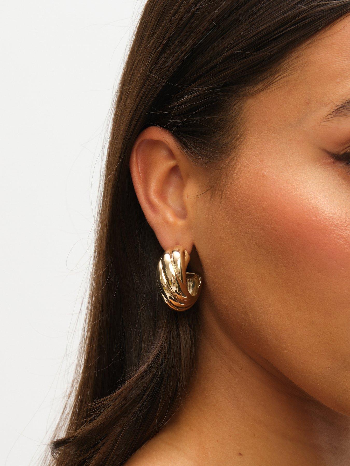 Image 3 of 4 of Mood Gold Polished Intertwined Hoop Earrings