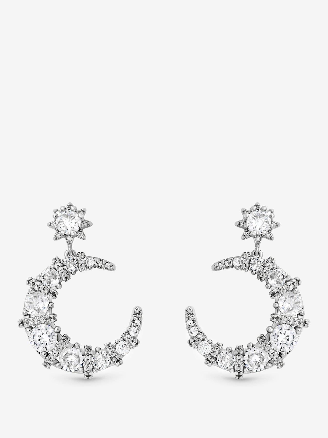 Image 1 of 3 of Jon Richard Rhodium Plated and Cubic Zirconia Celestial Drop Earrings