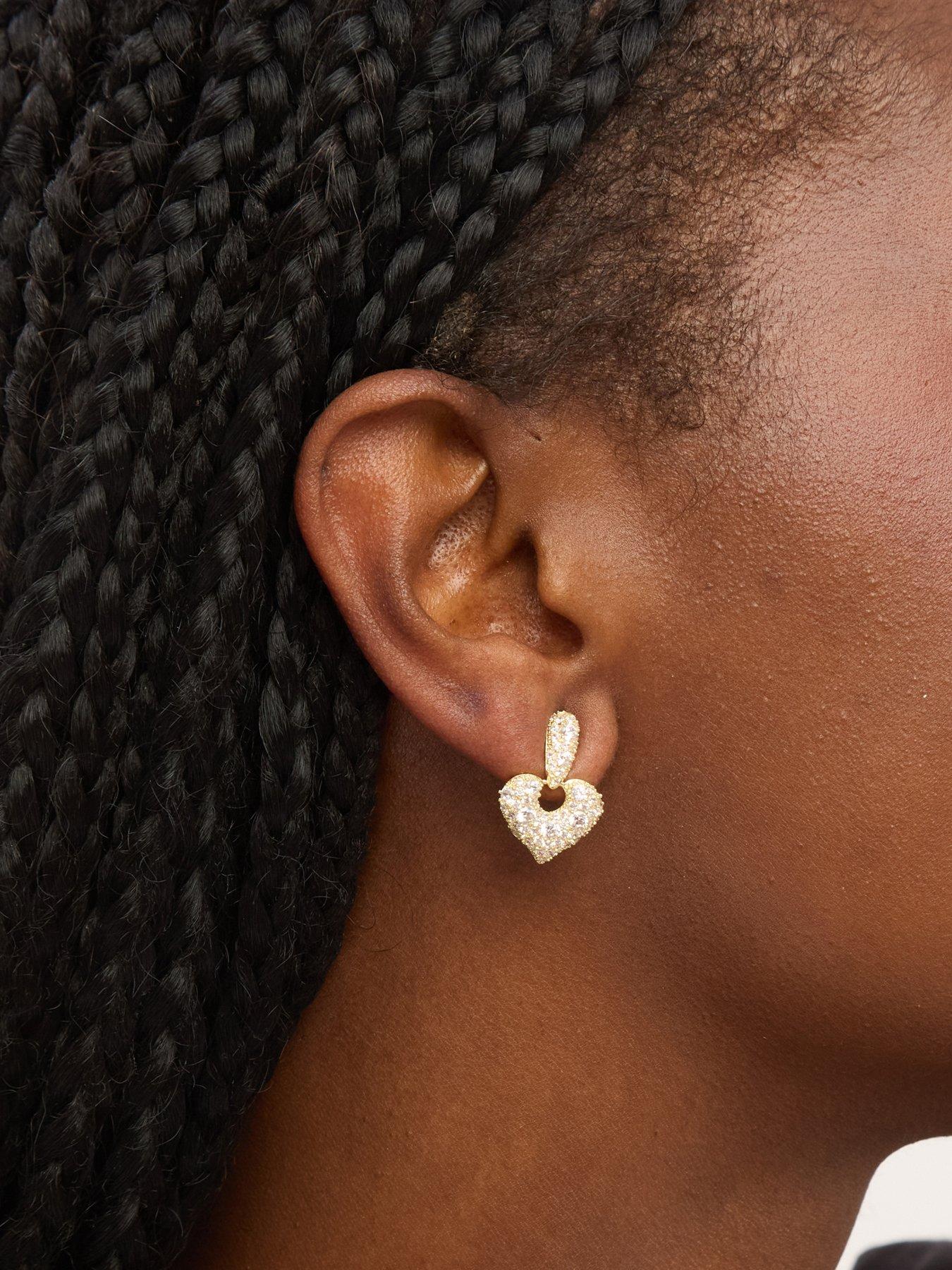 Image 2 of 4 of Jon Richard Gold Plated and Pave Heart Door Knocker Earrings