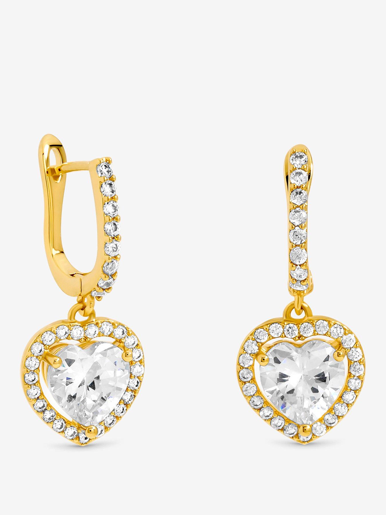  image of jon-richard-gold-plated-and-crystal-halo-heart-hoop-earrings