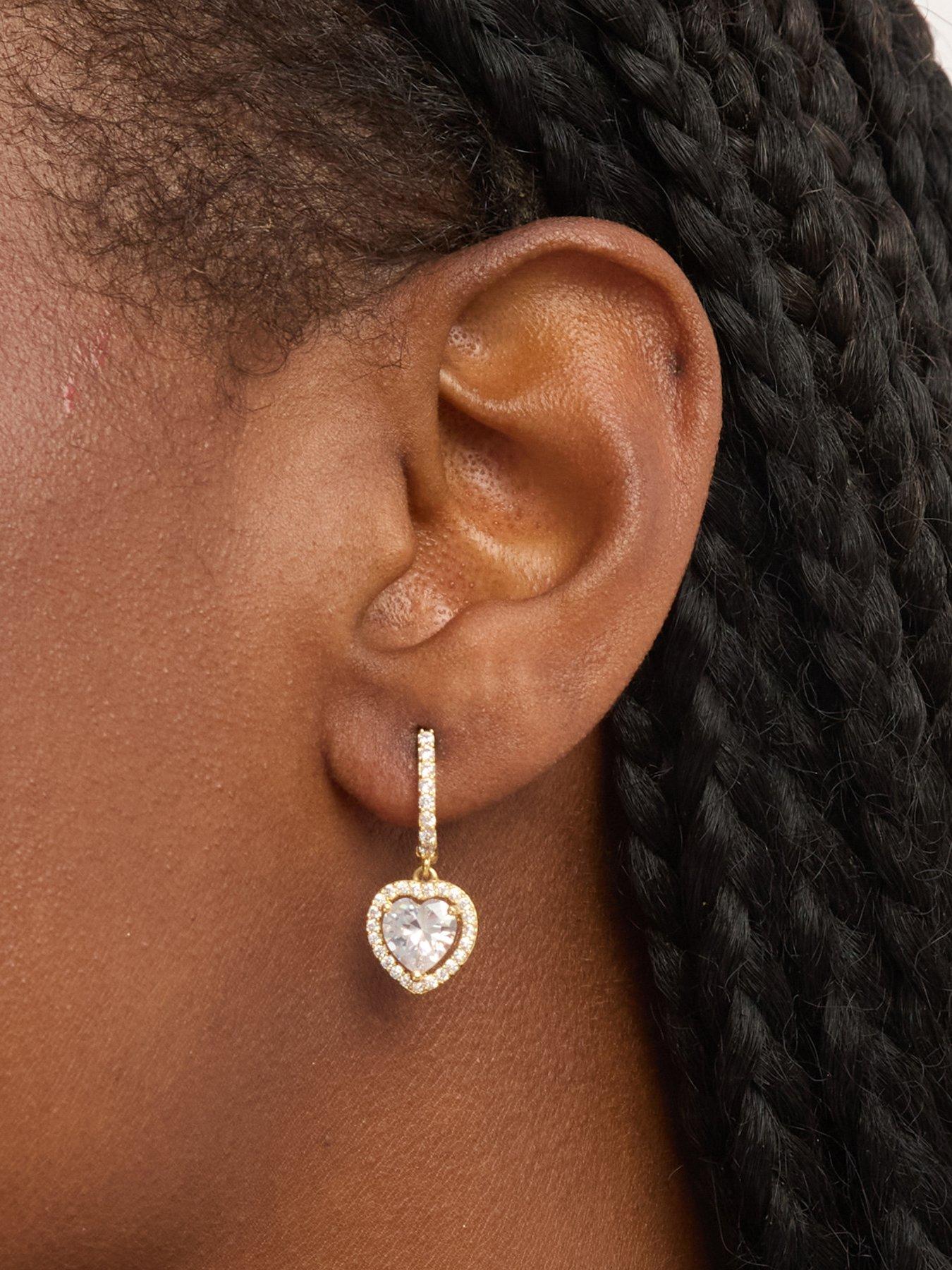  image of jon-richard-gold-plated-and-crystal-halo-heart-hoop-earrings