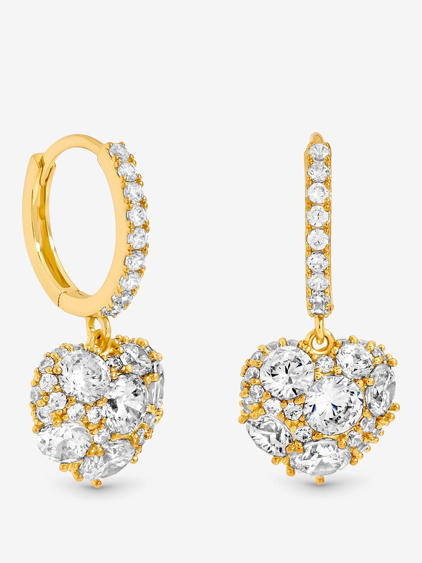 Image 1 of 1 of Jon Richard Gold Plated Cubic Zirconia Pave Heart Earrings