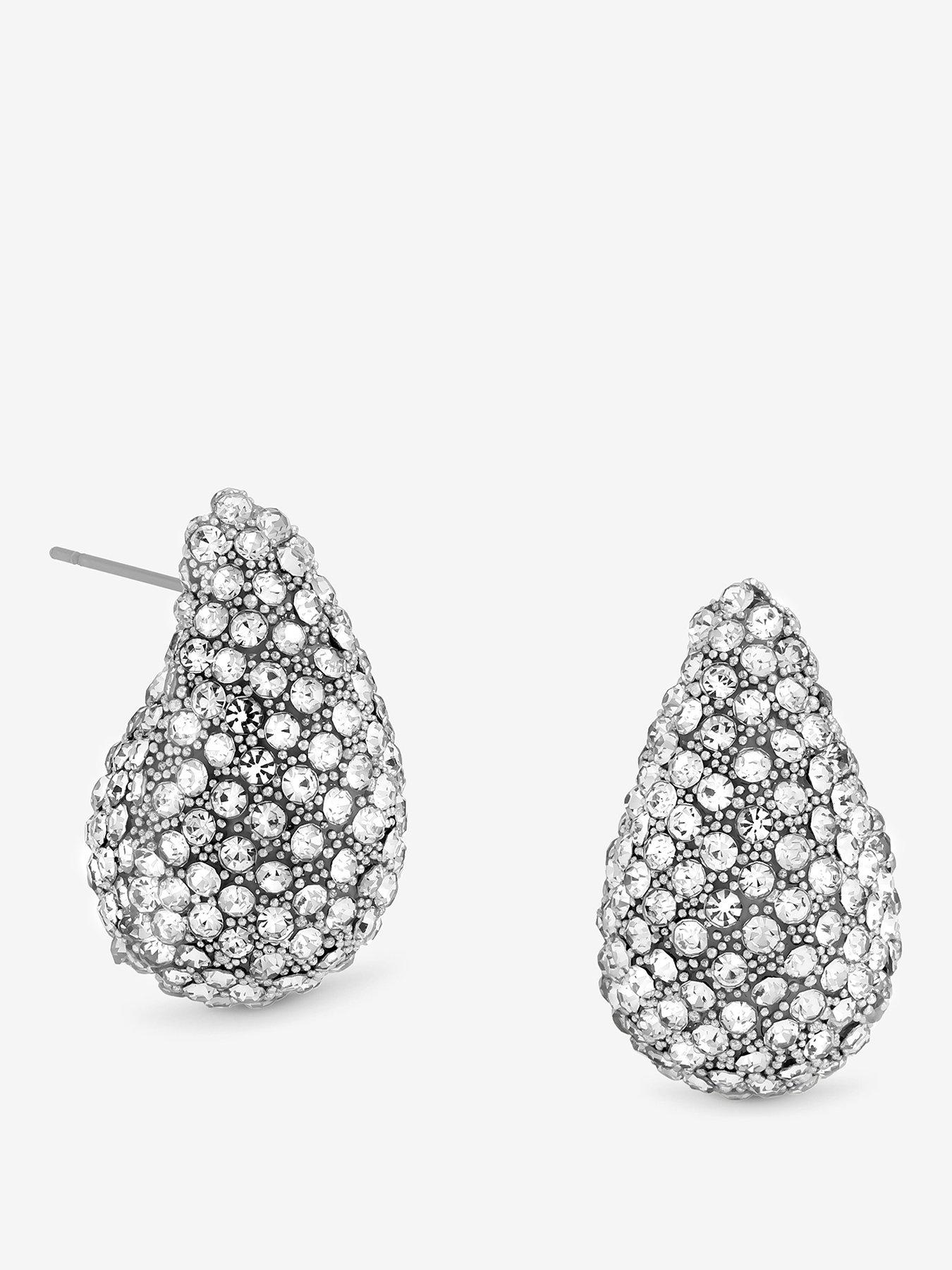 Mood Silver Crystal Dome Stud Earrings