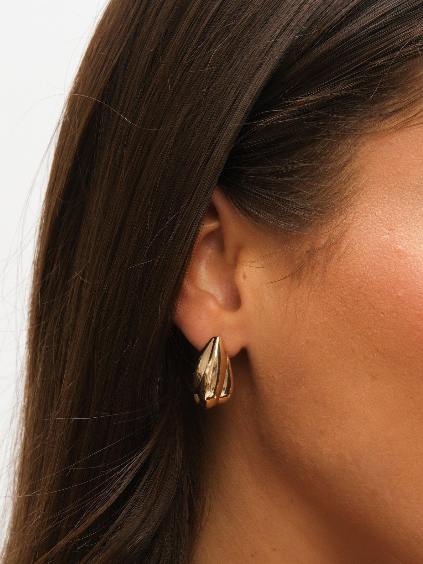  image of mood-polished-gold-amp-jet-crystal-dome-earrings-pack-of-2