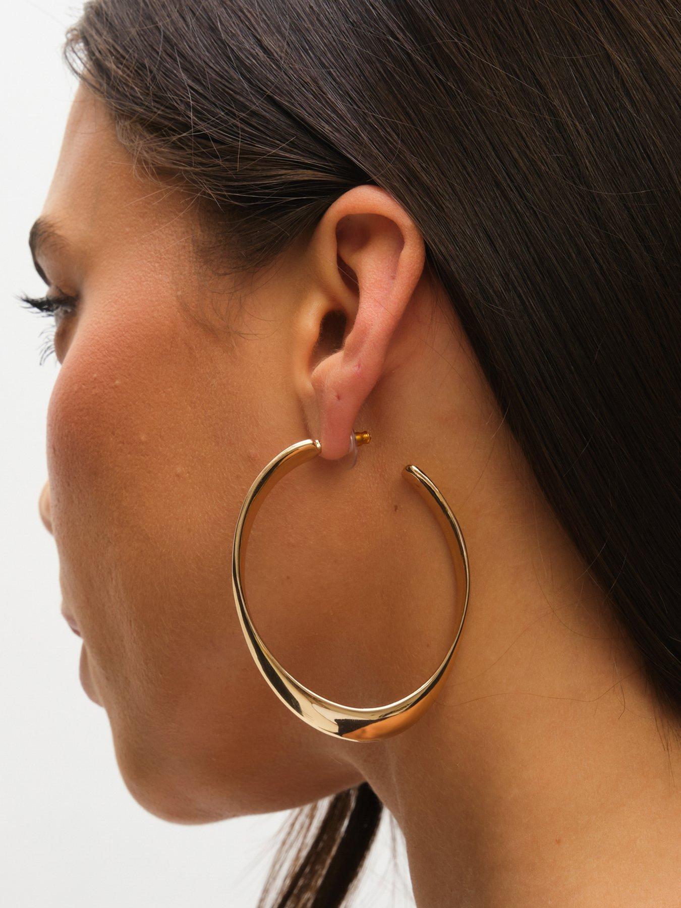Image 2 of 4 of Mood Gold Polished Oval Hoop Earrings