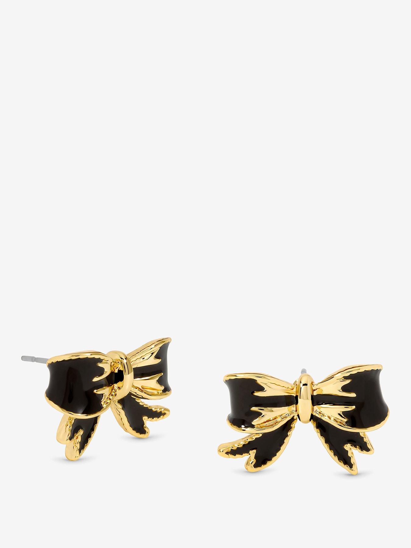 undefined Gold Plated and Jet Bow Earrings