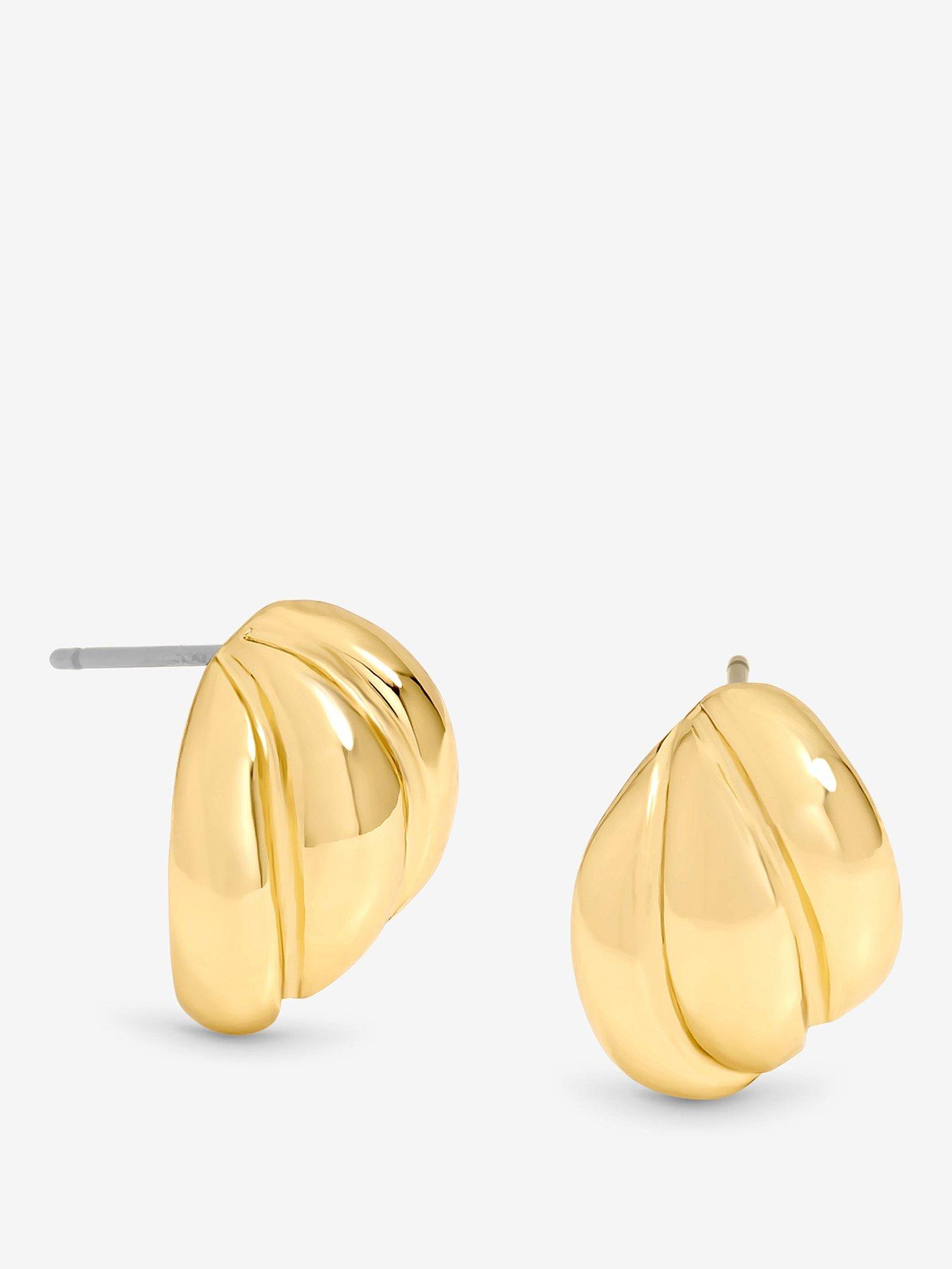 Jon Richard Gold Plates Mini Ribbed Stud Earrings