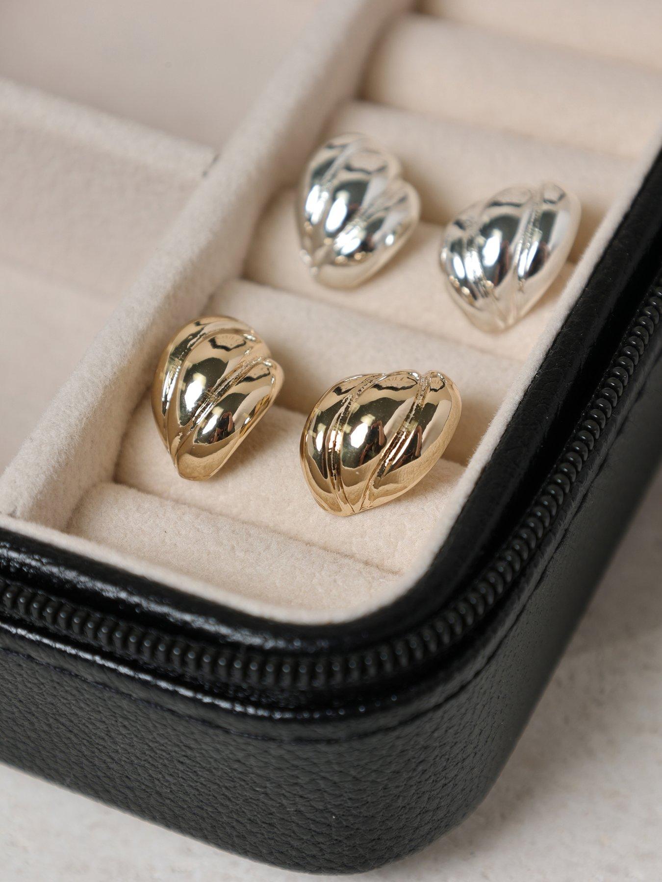 Image 2 of 3 of Jon Richard Gold Plates Mini Ribbed Stud Earrings