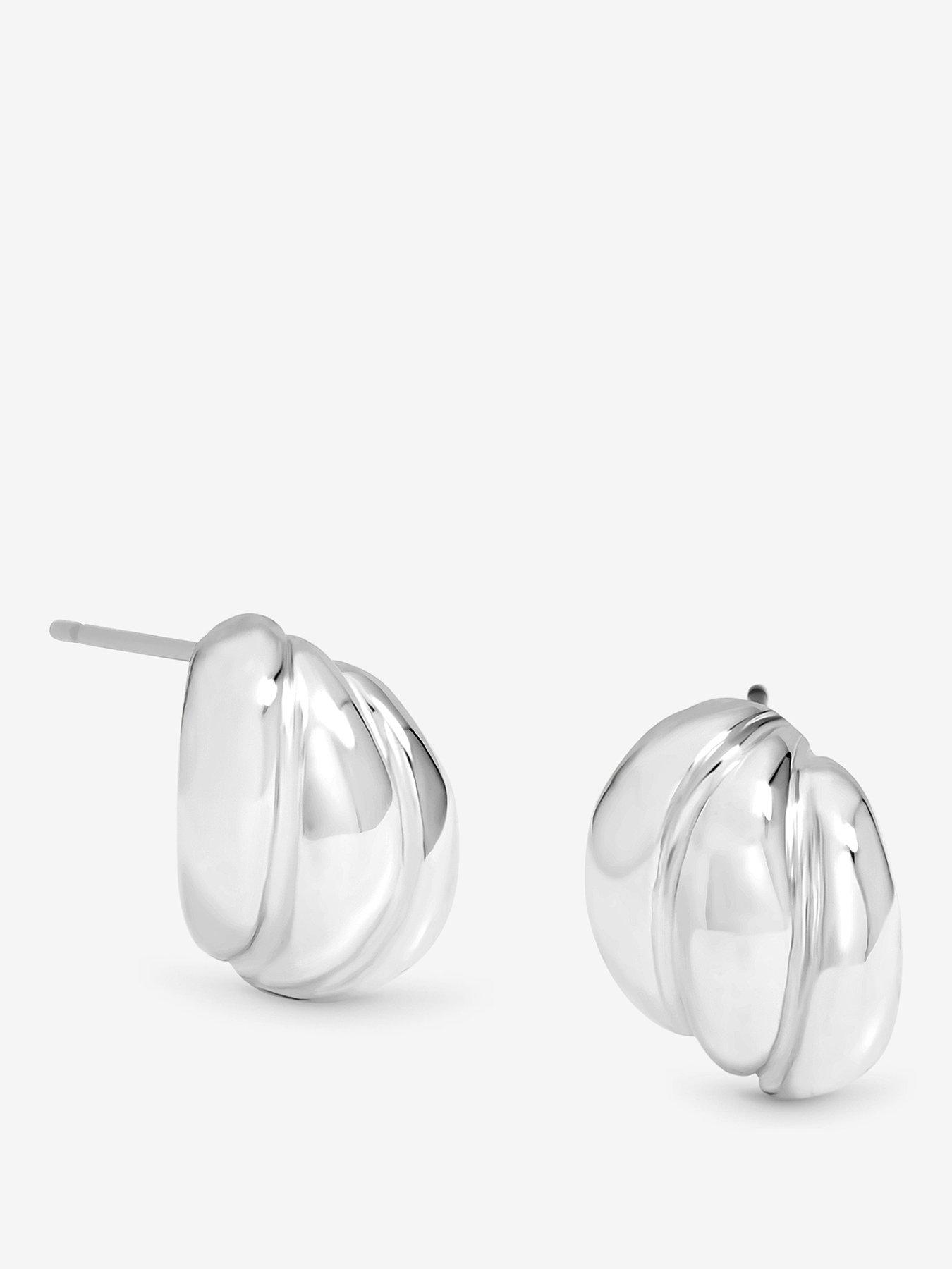 Jon Richard Silver Plated Mini Ribbed Stud Earrings